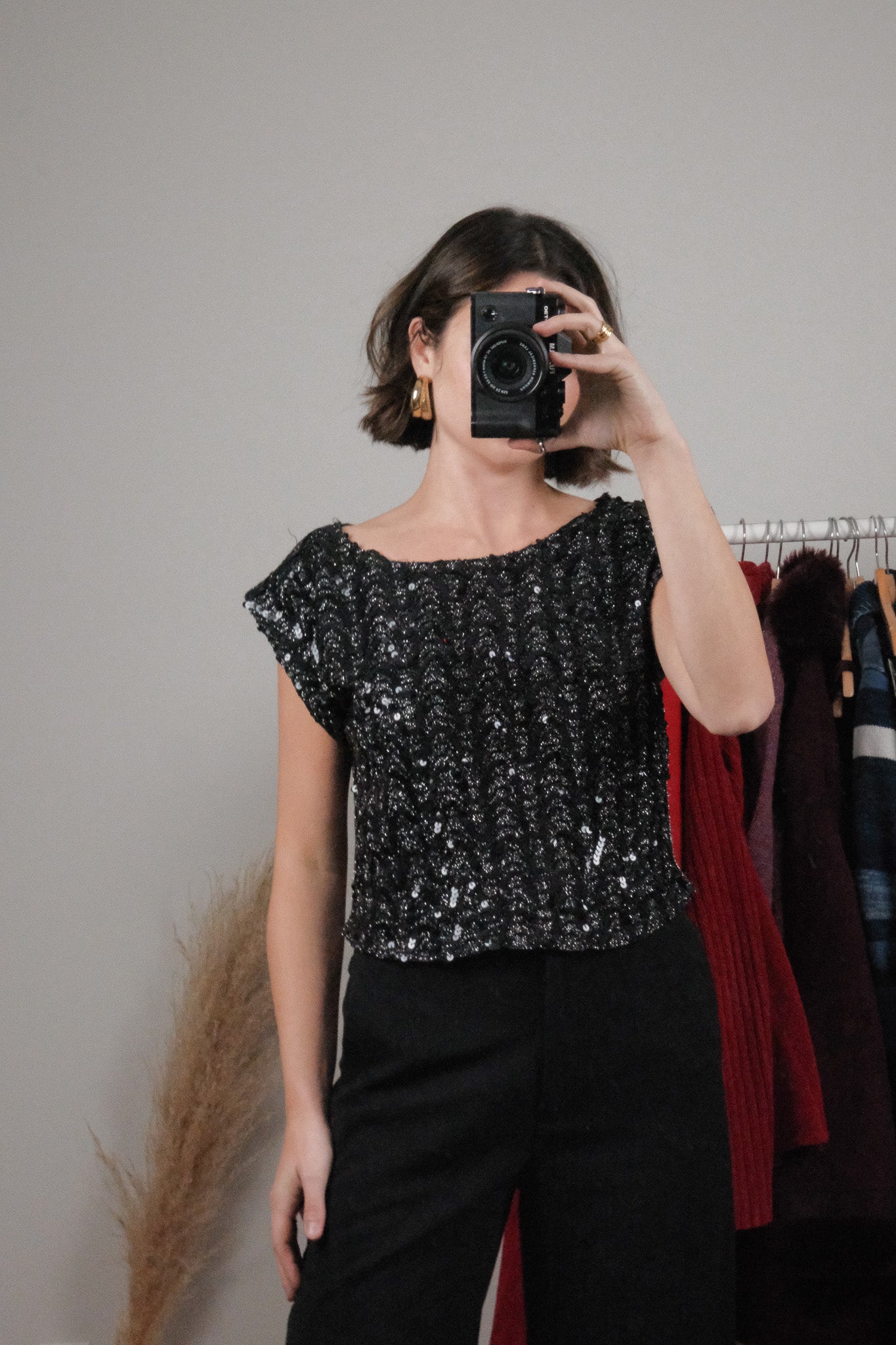 Vintage x Shimmer Sequin Cropped Tank (M)