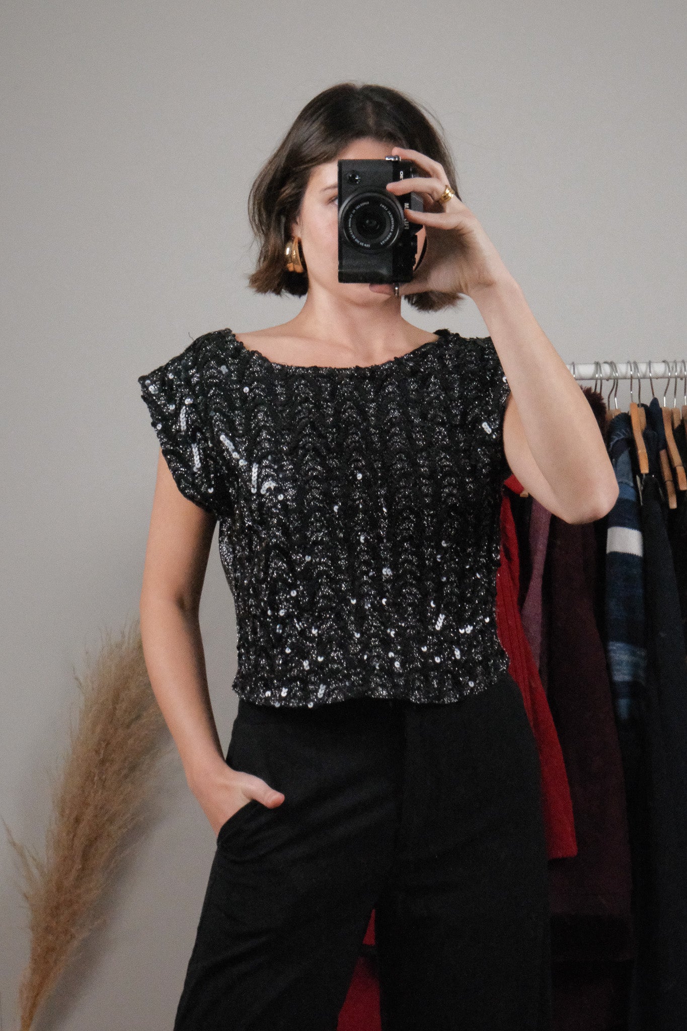 Vintage x Shimmer Sequin Cropped Tank (M)