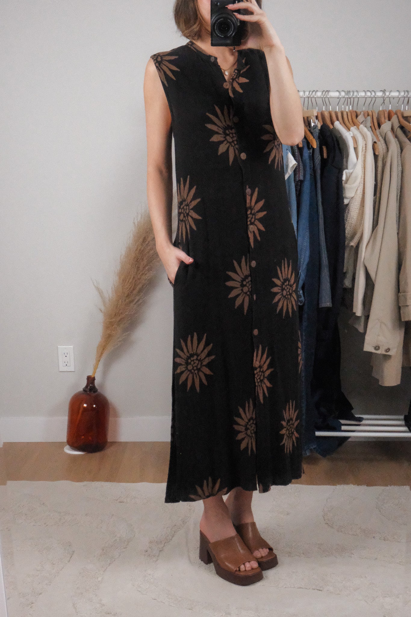 April Cornell x Flower Button Up Maxi Dress (M)