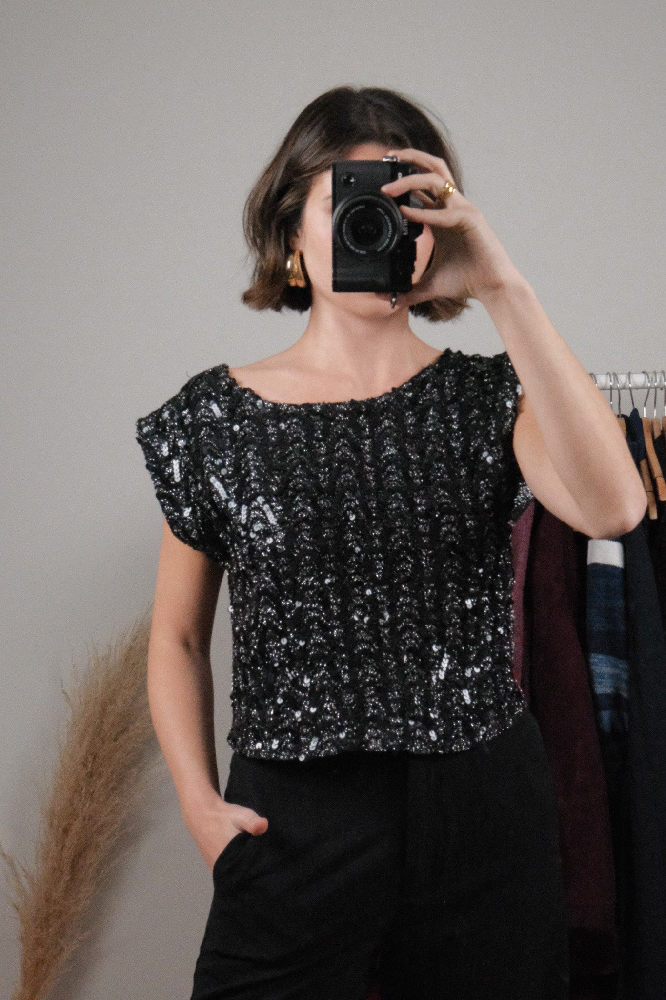 Vintage x Shimmer Sequin Cropped Tank (M)