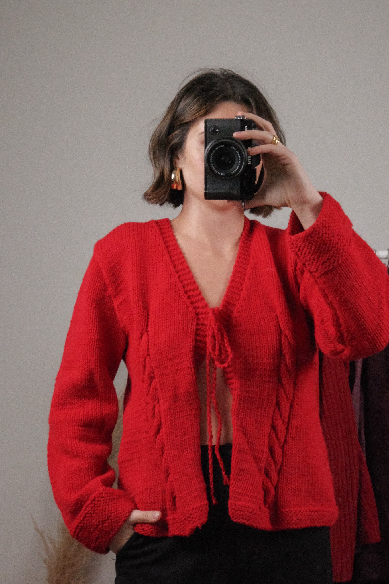 Vintage x Handknit Chunky Textured Tie Sweater (M/L)