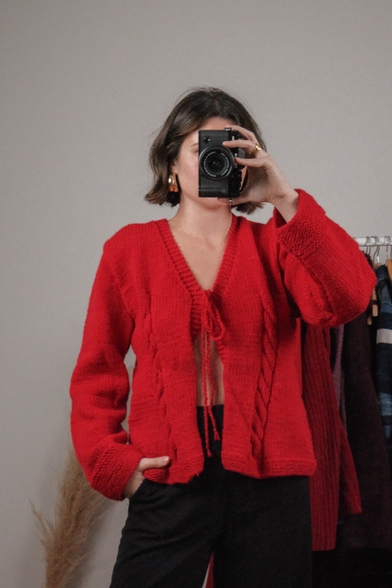 Vintage x Handknit Chunky Textured Tie Sweater (M/L)