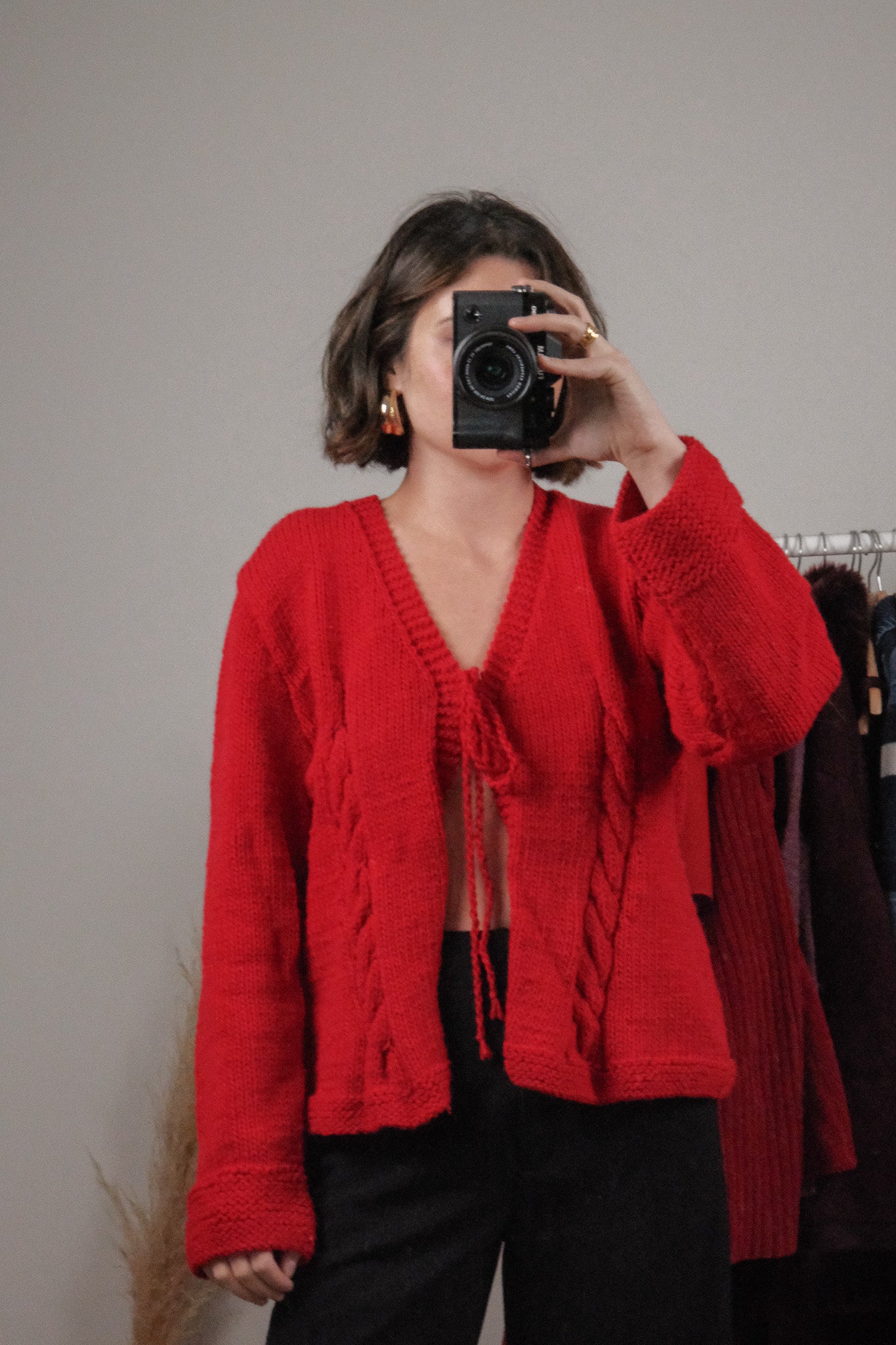 Vintage x Handknit Chunky Textured Tie Sweater (M/L)