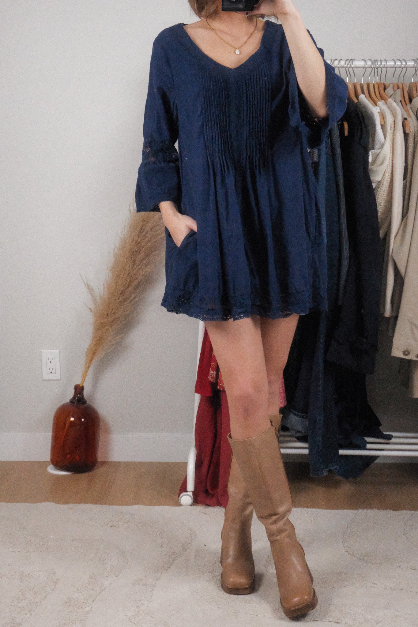 Vintage x April Cornell x Cotton Corduroy Lace Dress (M)