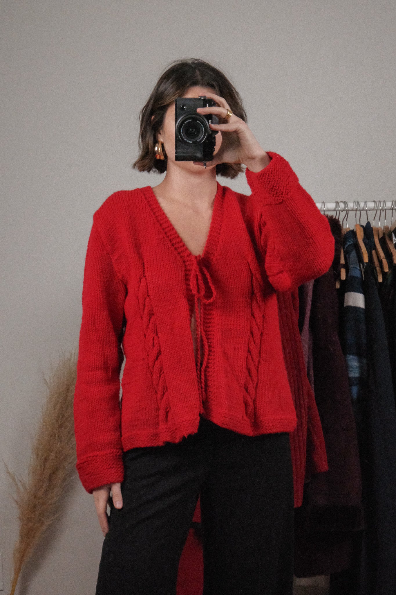 Vintage x Handknit Chunky Textured Tie Sweater (M/L)