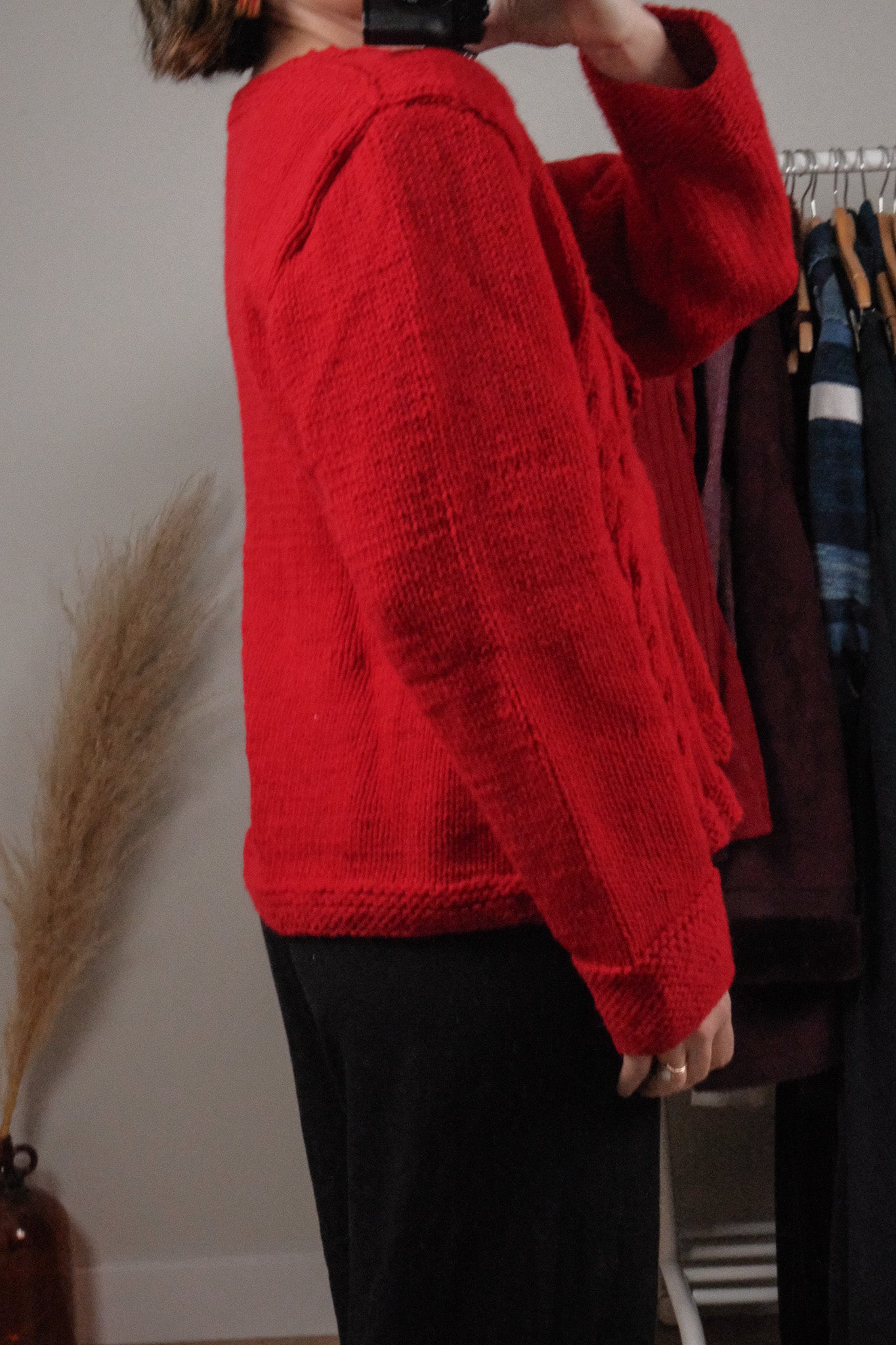 Vintage x Handknit Chunky Textured Tie Sweater (M/L)
