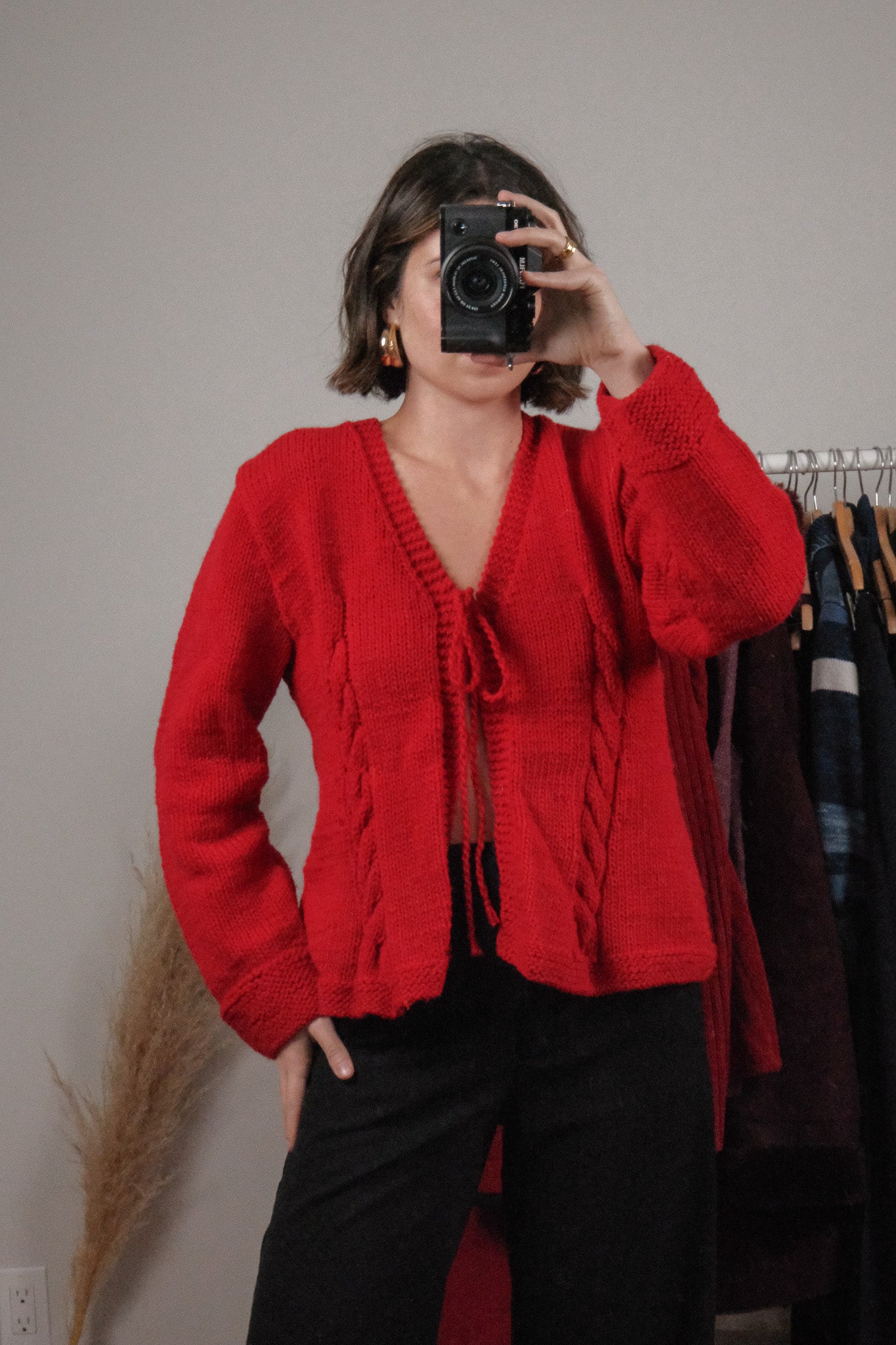 Vintage x Handknit Chunky Textured Tie Sweater (M/L)