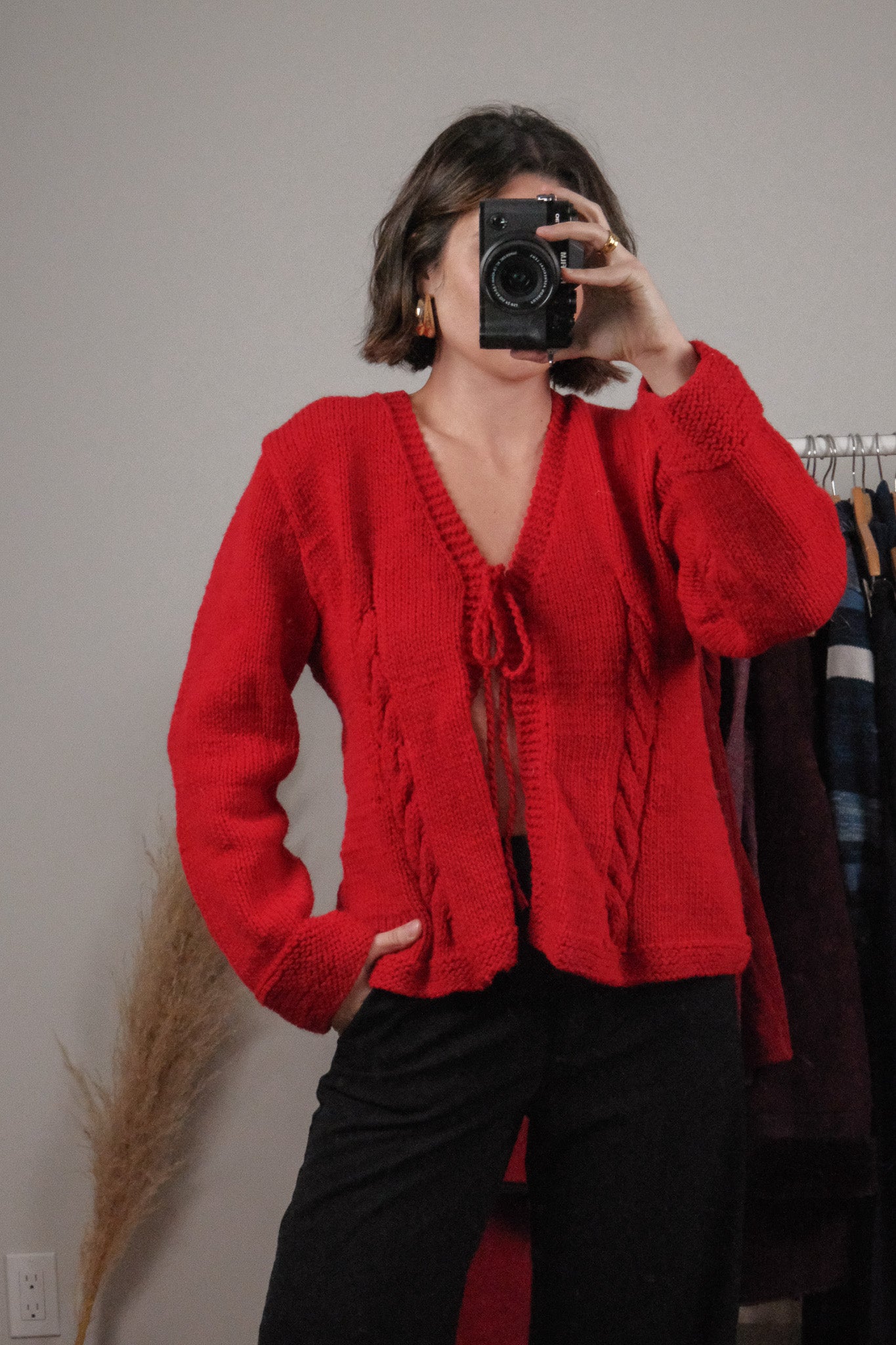 Vintage x Handknit Chunky Textured Tie Sweater (M/L)