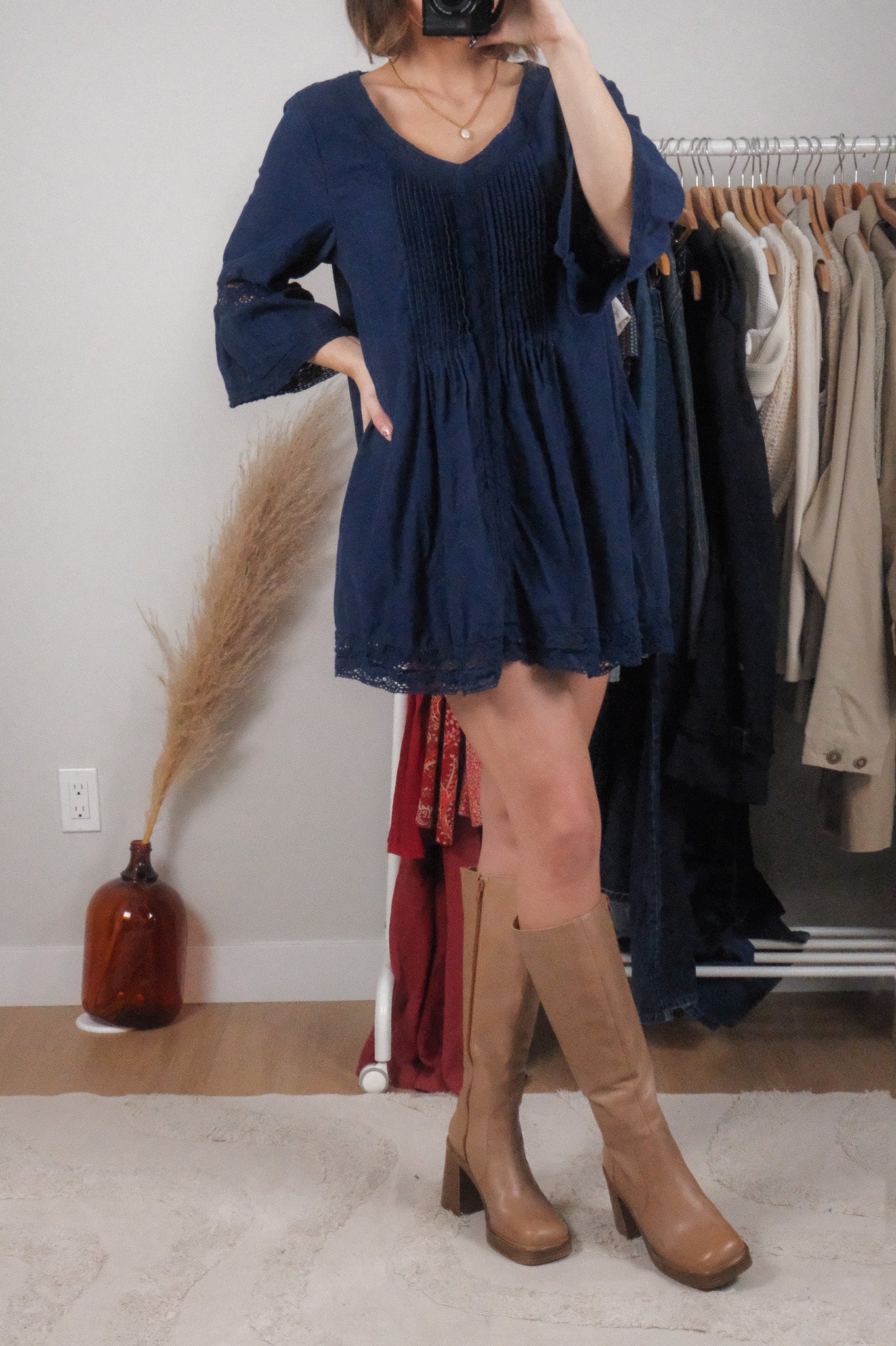 Vintage x April Cornell x Cotton Corduroy Lace Dress (M)