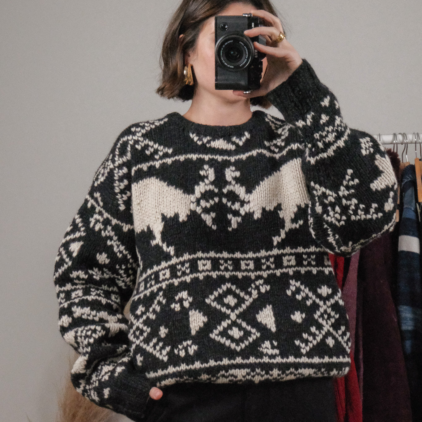 Vintage x 90s American Eagle Wool Chunky Deer Knit (M)