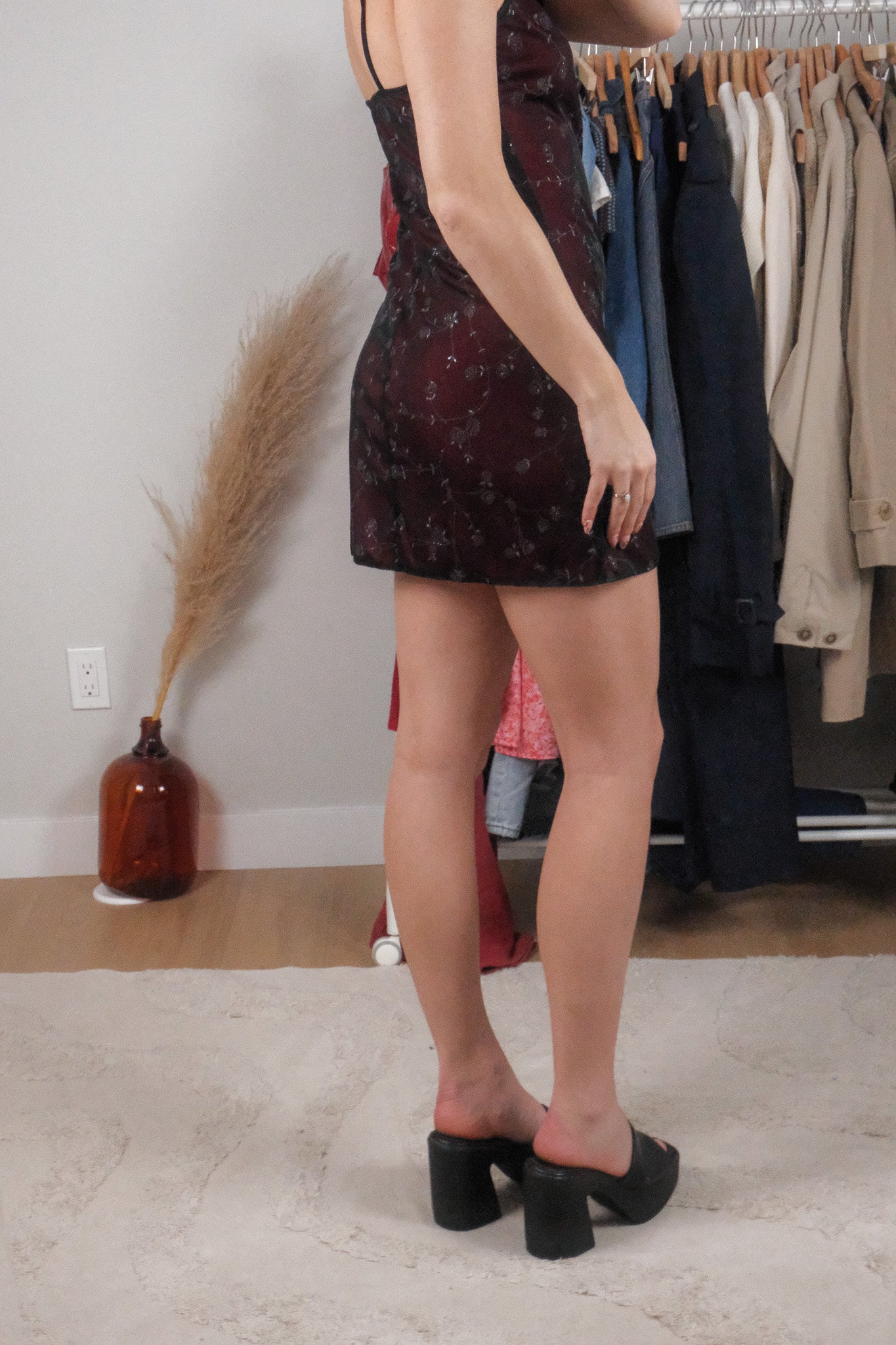 Made in USA x Vintage x Floral Mesh Mini Dress (S/M)