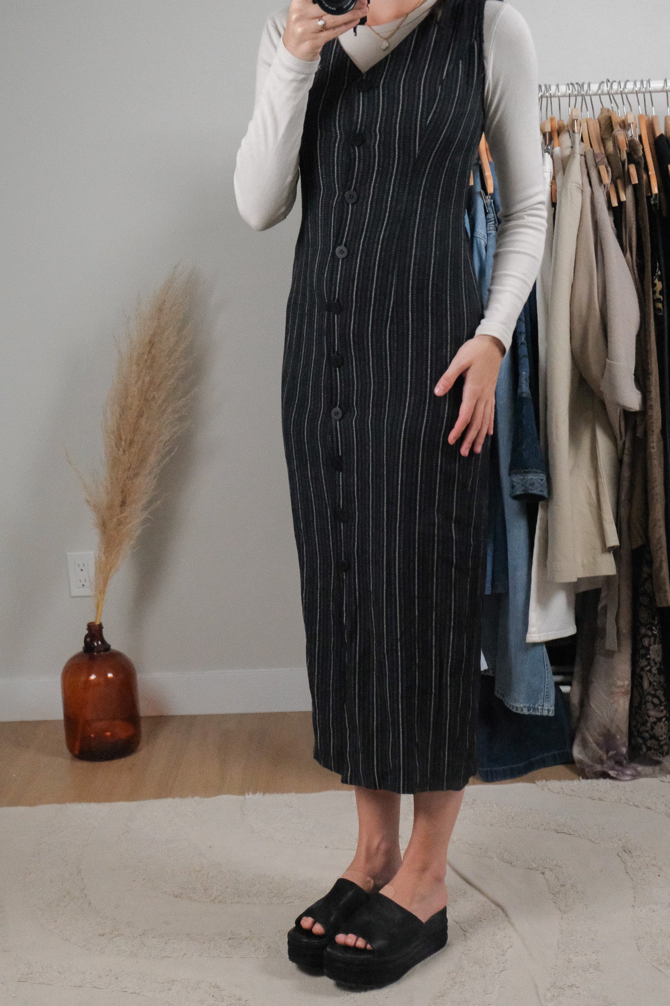 Vintage x Pinstrip Maxi Dress (XS/S)