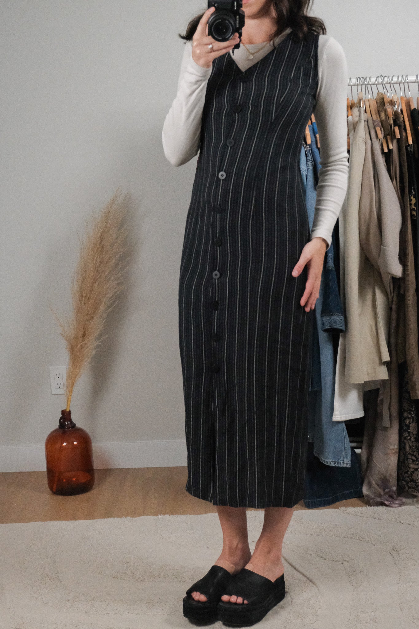 Vintage x Pinstrip Maxi Dress (XS/S)