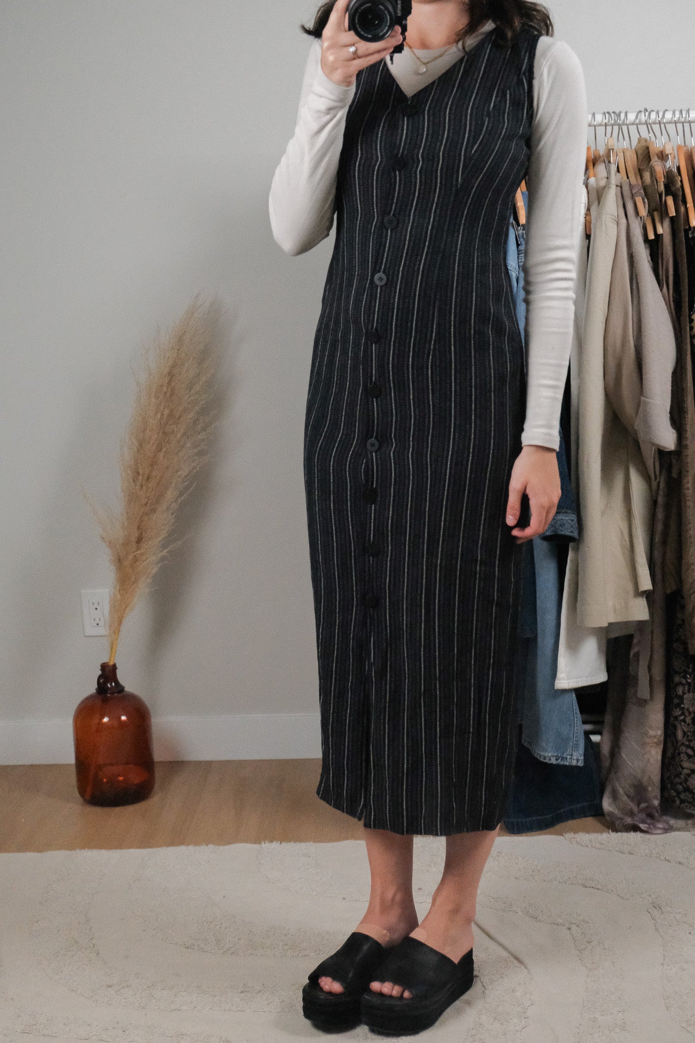 Vintage x Pinstrip Maxi Dress (XS/S)