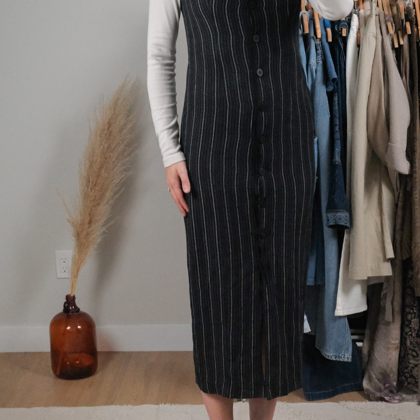 Vintage x Pinstrip Maxi Dress (XS/S)