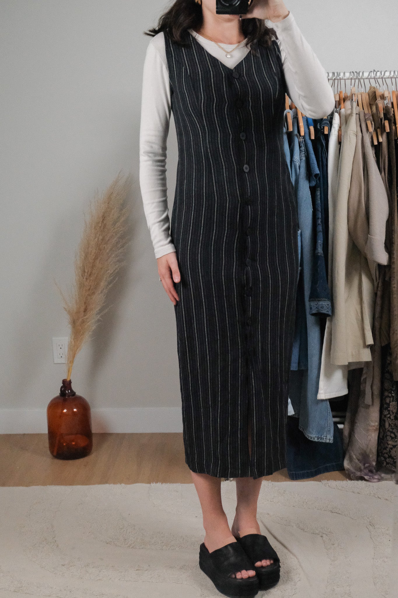 Vintage x Pinstrip Maxi Dress (XS/S)