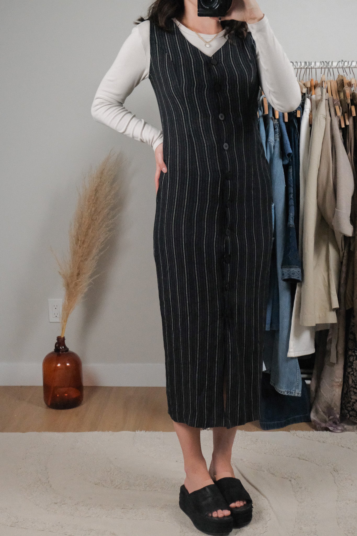 Vintage x Pinstrip Maxi Dress (XS/S)