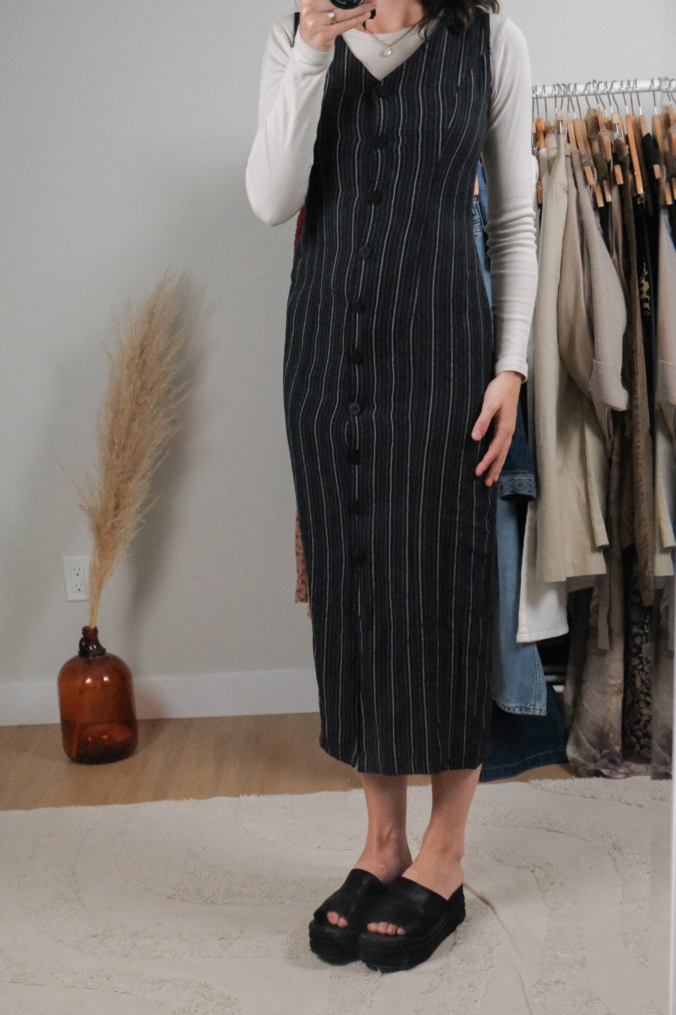 Vintage x Pinstrip Maxi Dress (XS/S)