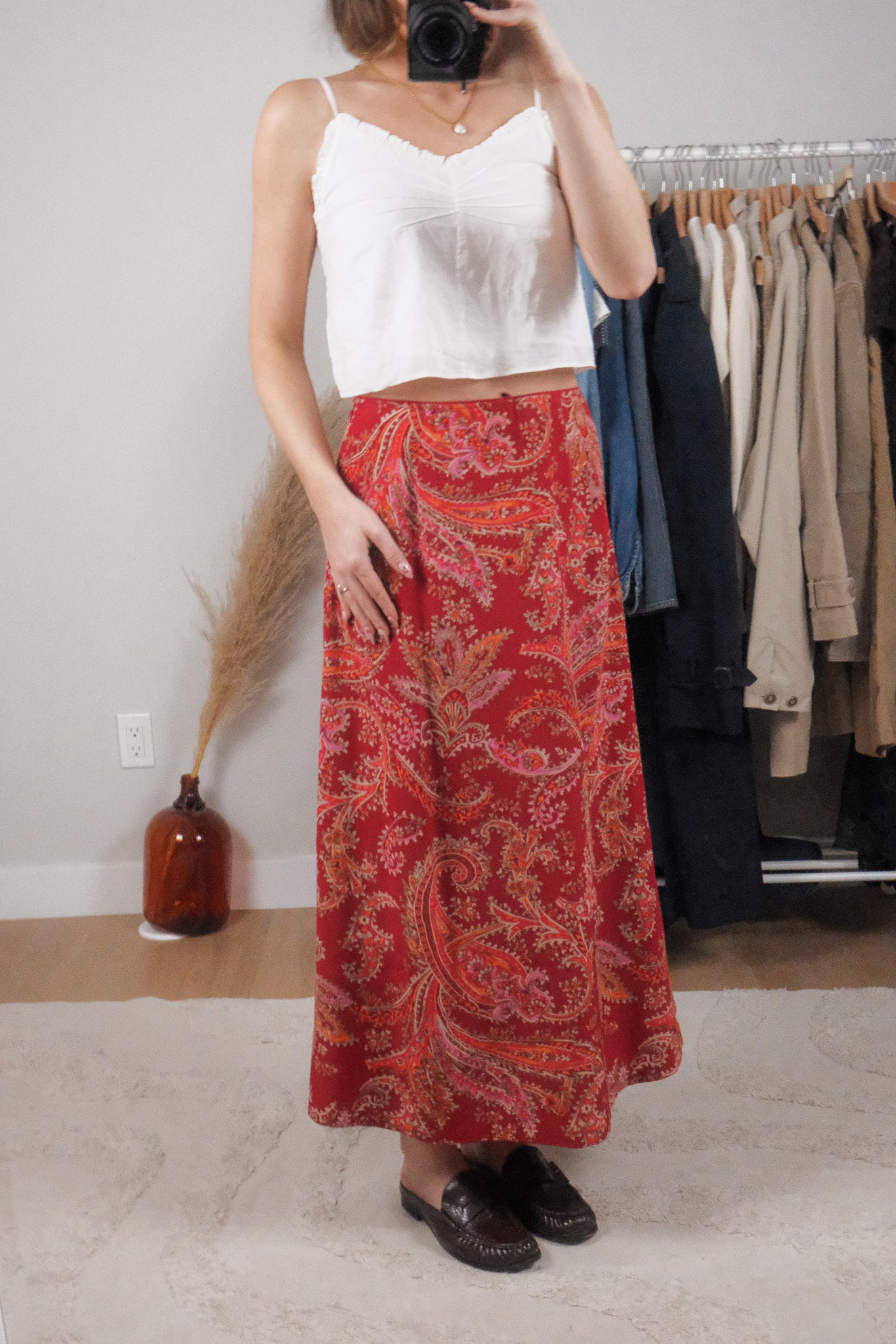 Vintage x Eddie Bauer x 100% Silk Patterned Maxi Skirt (4/6)
