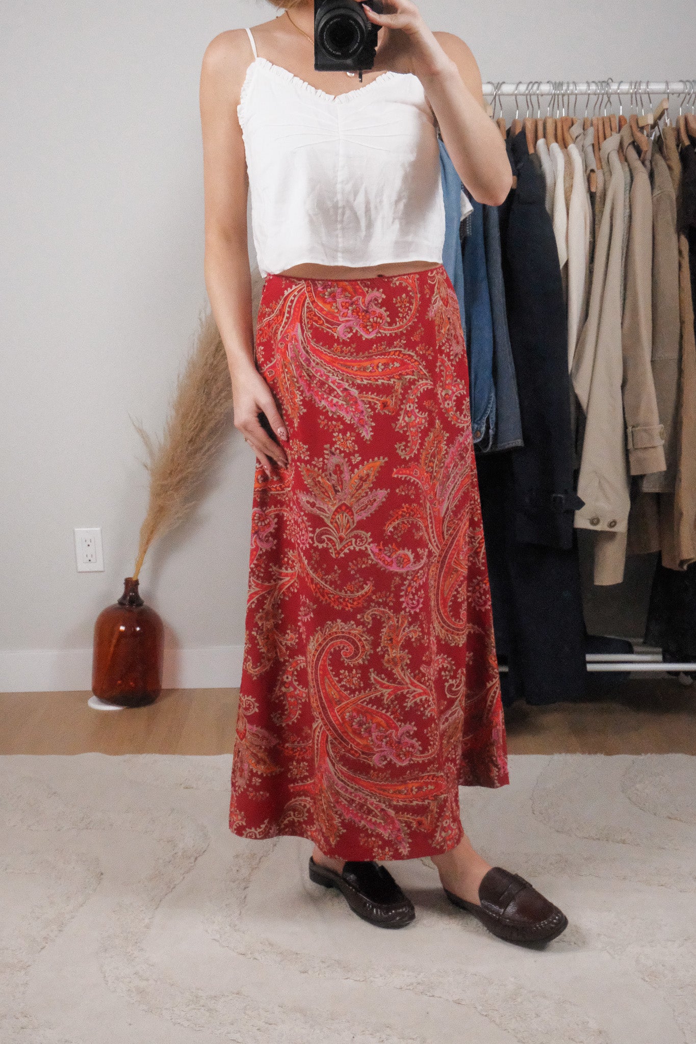 Vintage x Eddie Bauer x 100% Silk Patterned Maxi Skirt (4/6)
