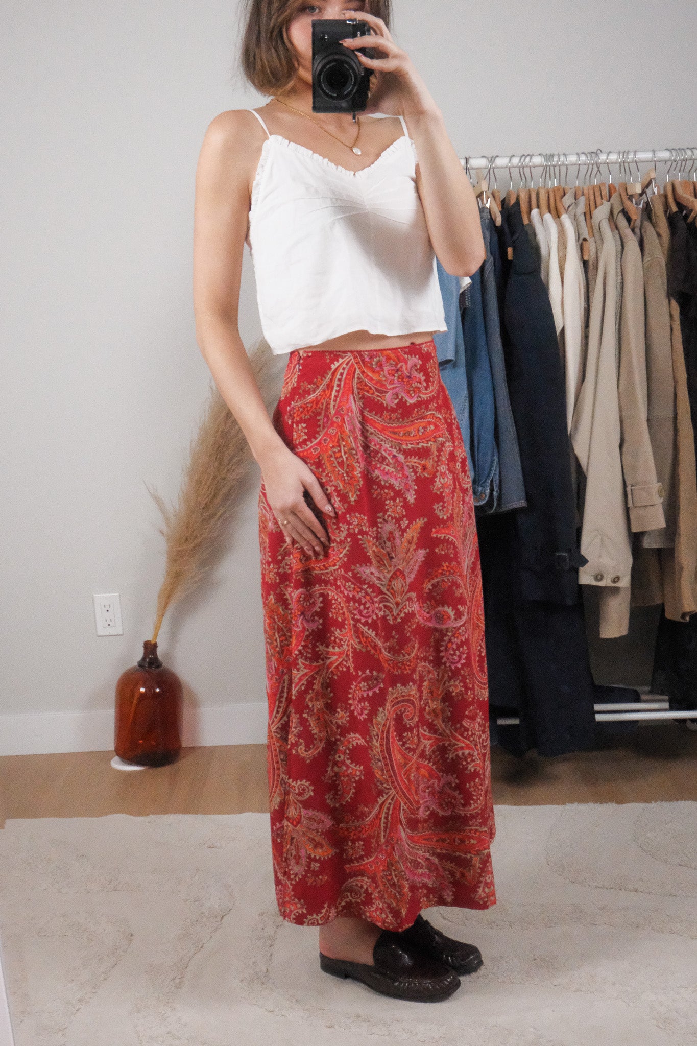 Vintage x Eddie Bauer x 100% Silk Patterned Maxi Skirt (4/6)