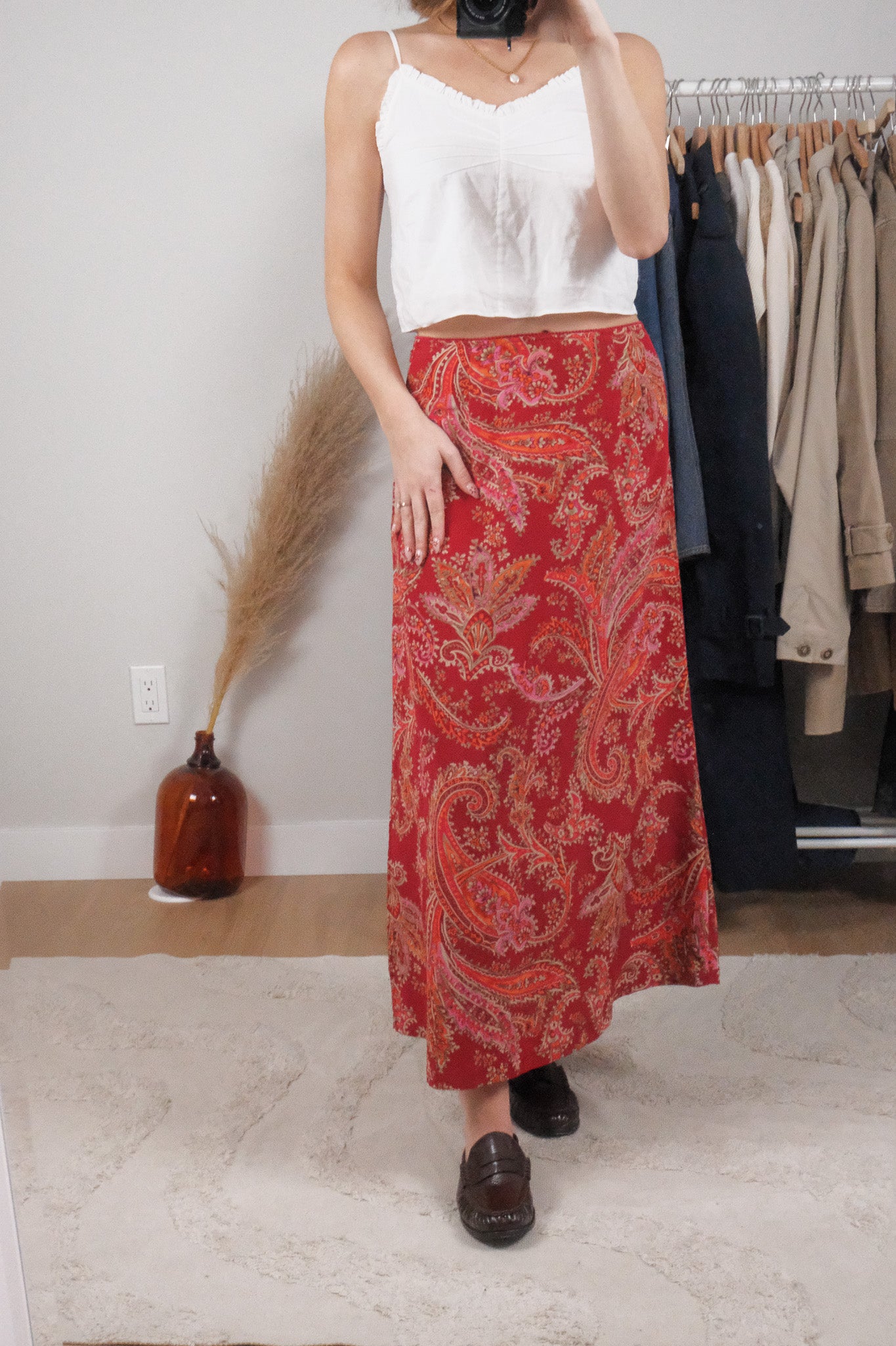Vintage x Eddie Bauer x 100% Silk Patterned Maxi Skirt (4/6)