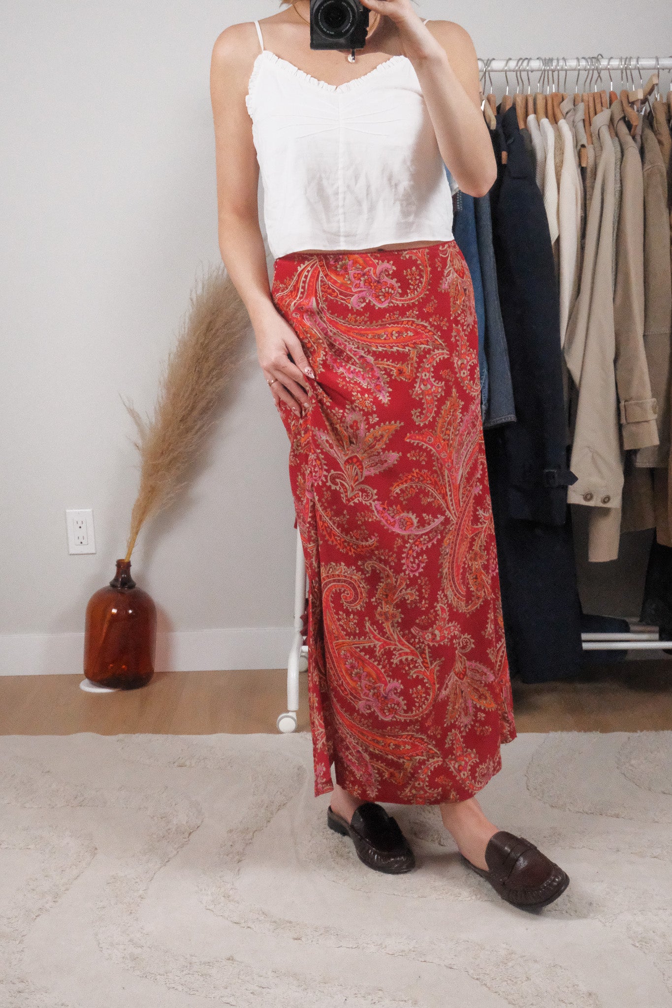 Vintage x Eddie Bauer x 100% Silk Patterned Maxi Skirt (4/6)