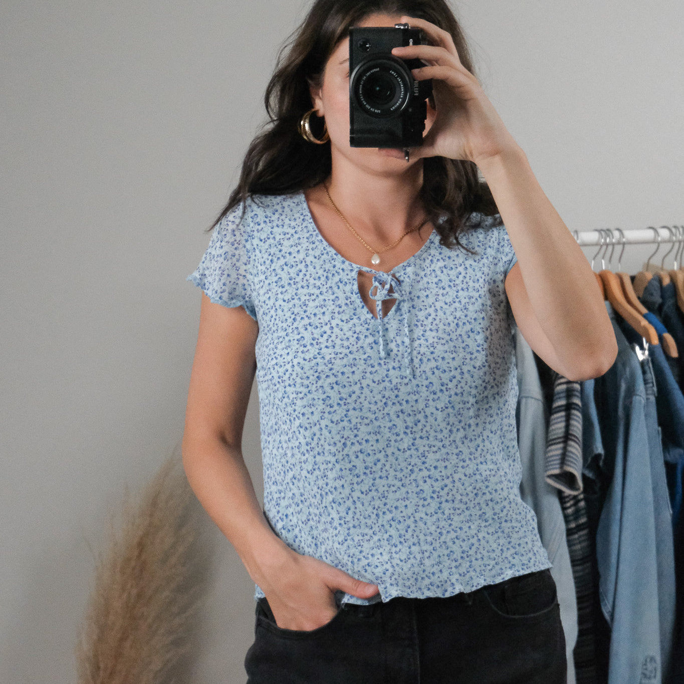 Vintage x Keyhole Floral Blouse (S)