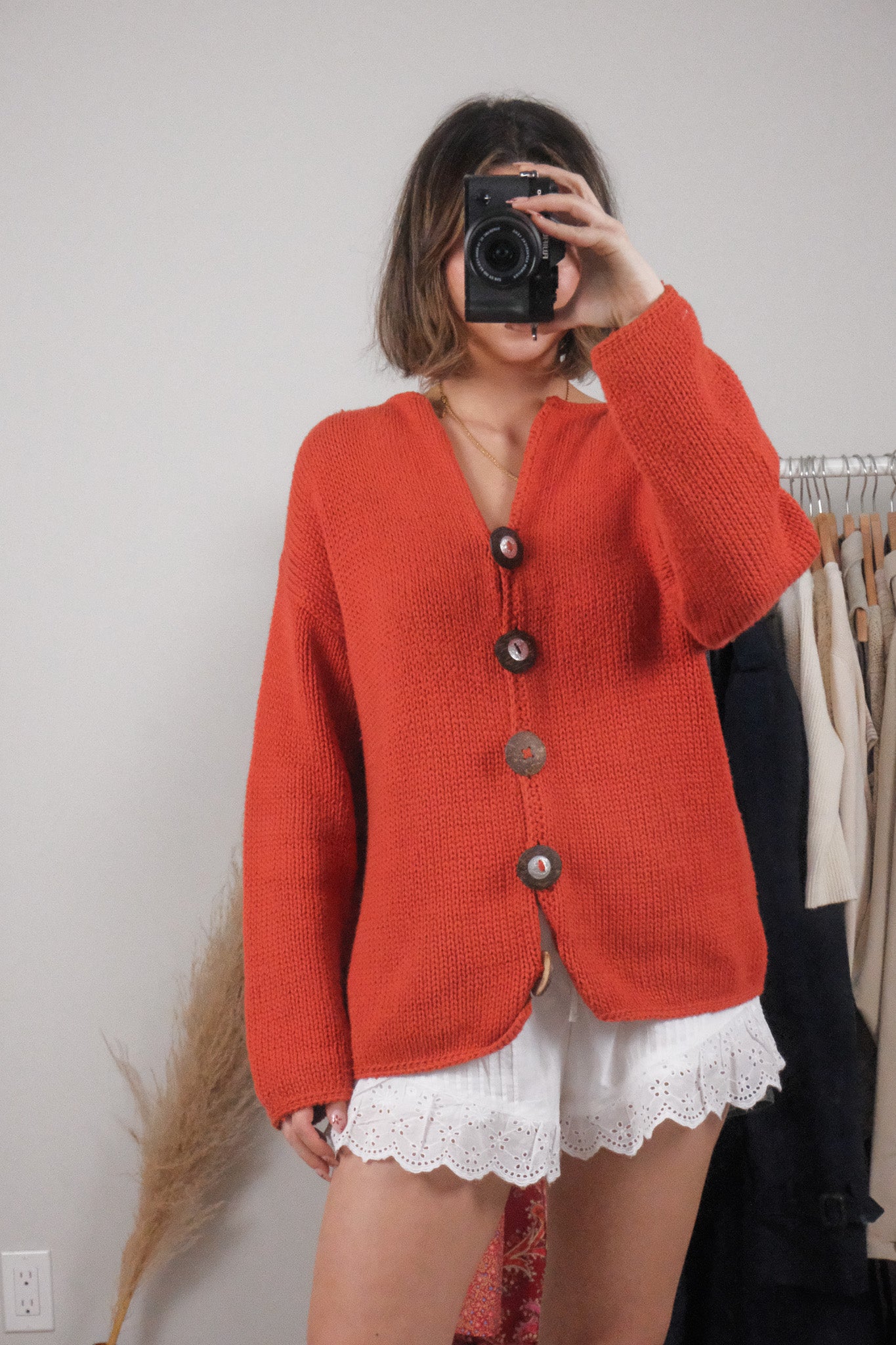 Vintage x Cotton Chunky Knit Cardigan (L/XL)