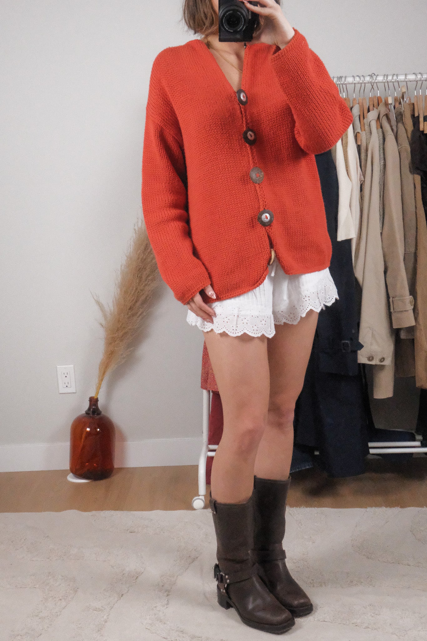 Vintage x Cotton Chunky Knit Cardigan (L/XL)