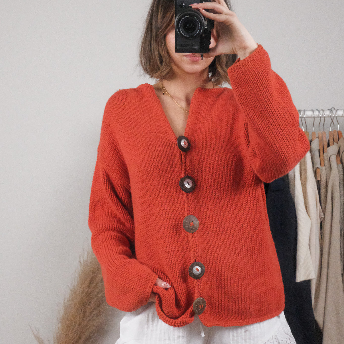 Vintage x Cotton Chunky Knit Cardigan (L/XL)