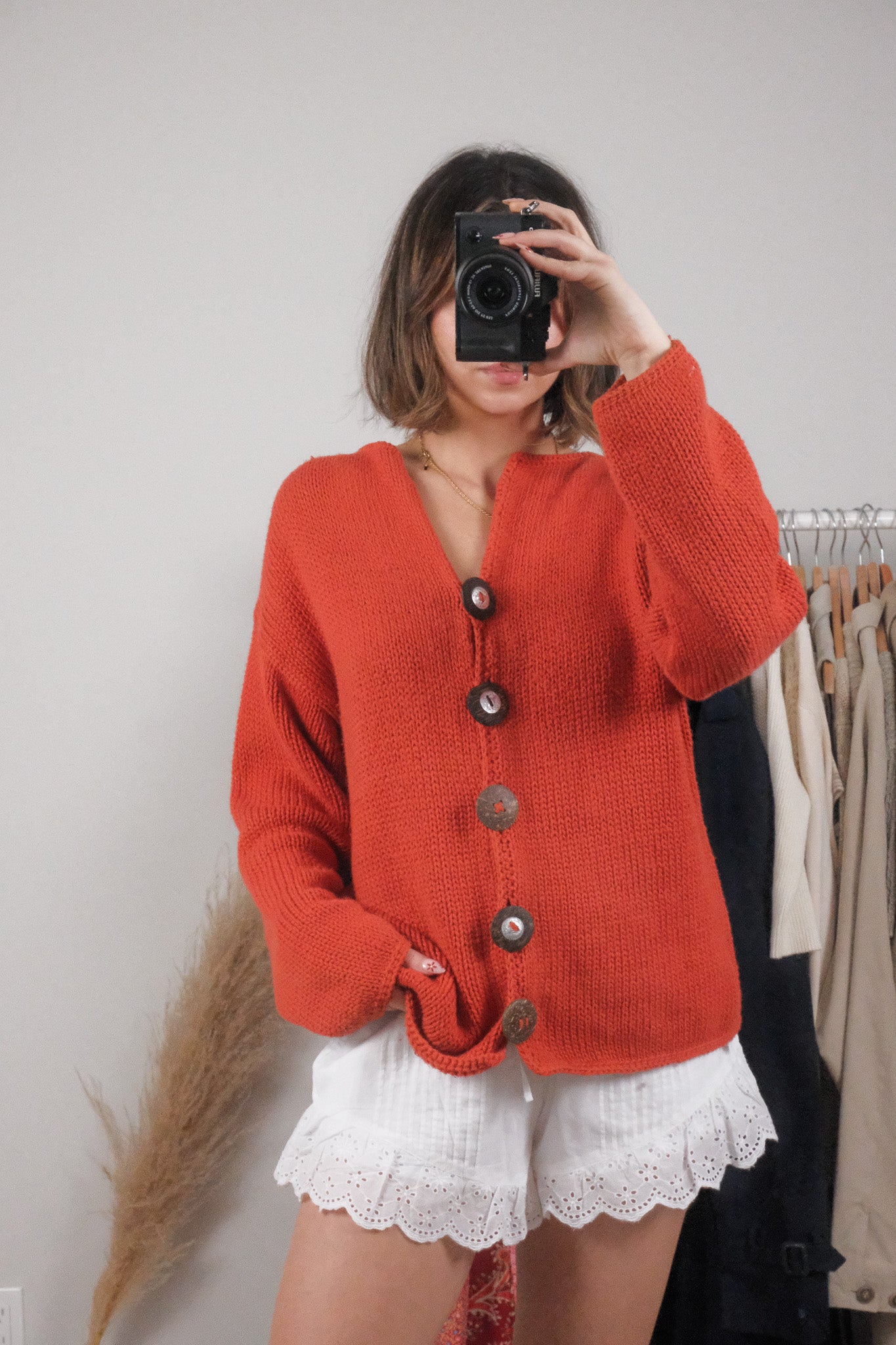 Vintage x Cotton Chunky Knit Cardigan (L/XL)