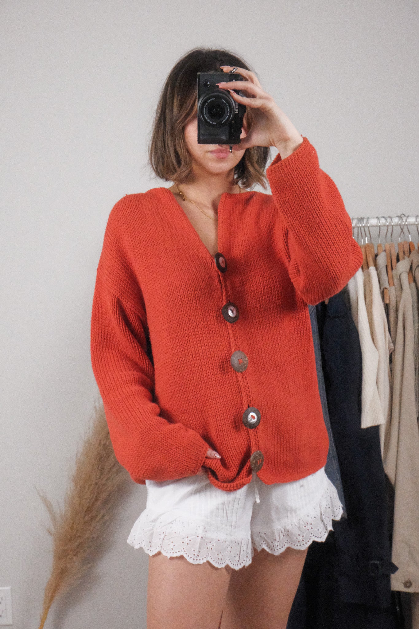 Vintage x Cotton Chunky Knit Cardigan (L/XL)