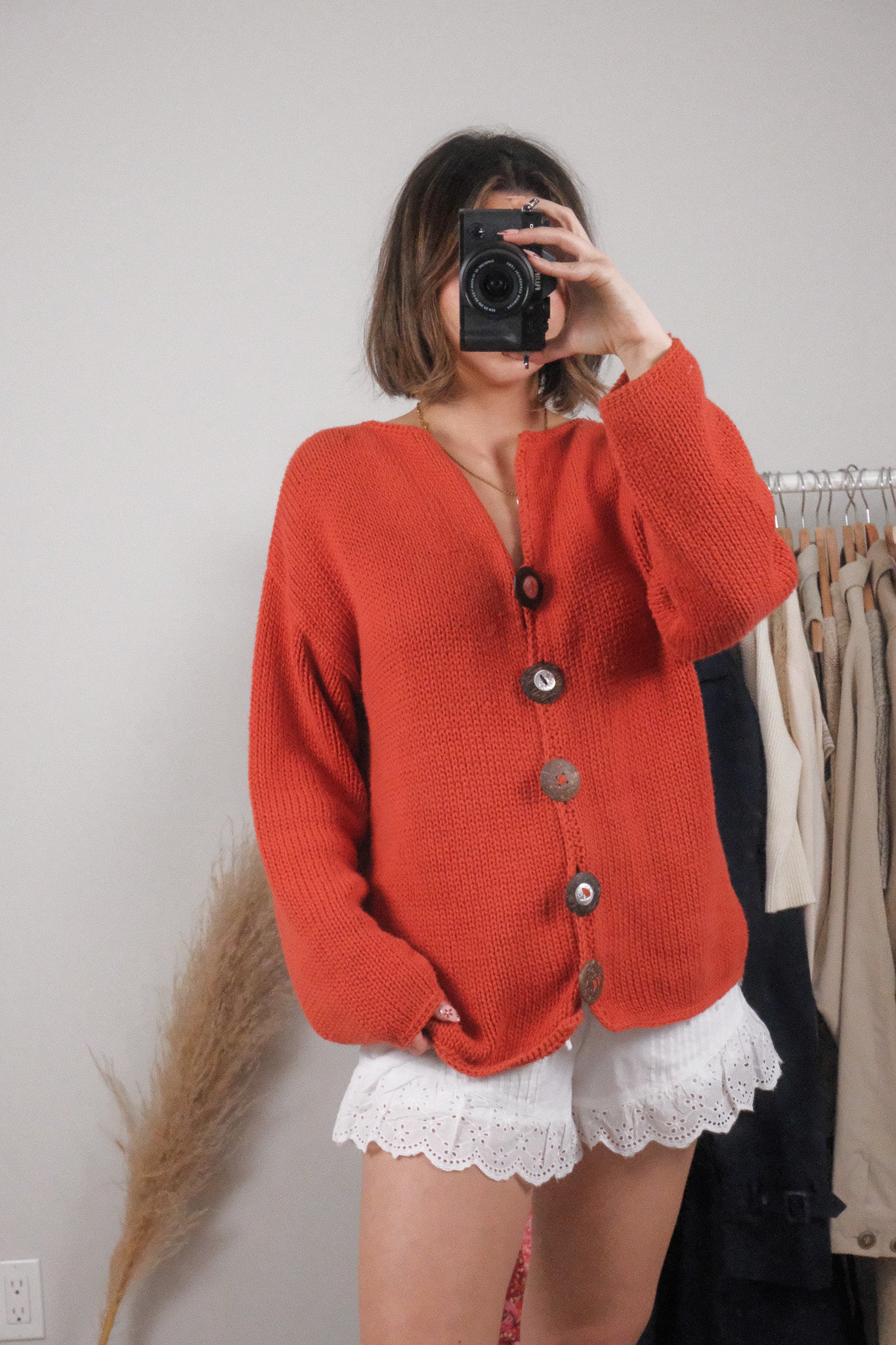 Vintage x Cotton Chunky Knit Cardigan (L/XL)