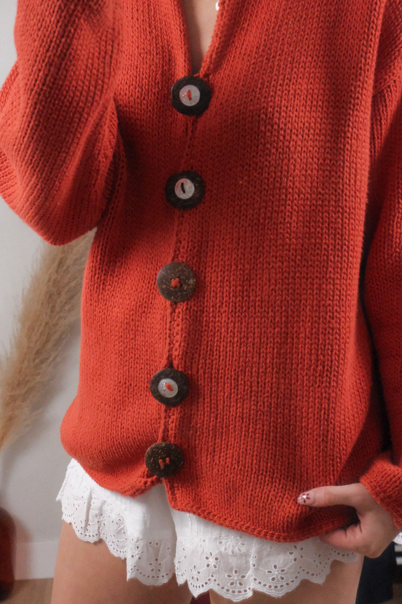 Vintage x Cotton Chunky Knit Cardigan (L/XL)