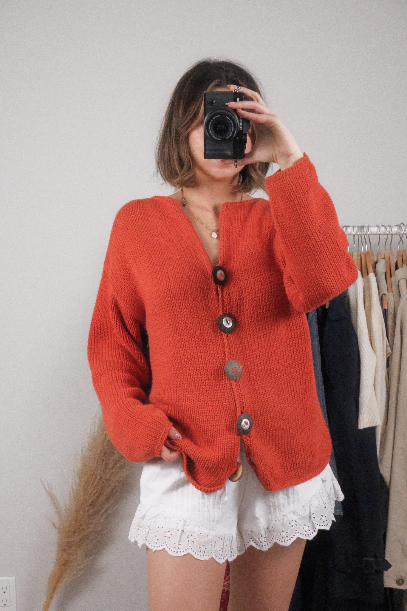 Vintage x Cotton Chunky Knit Cardigan (L/XL)