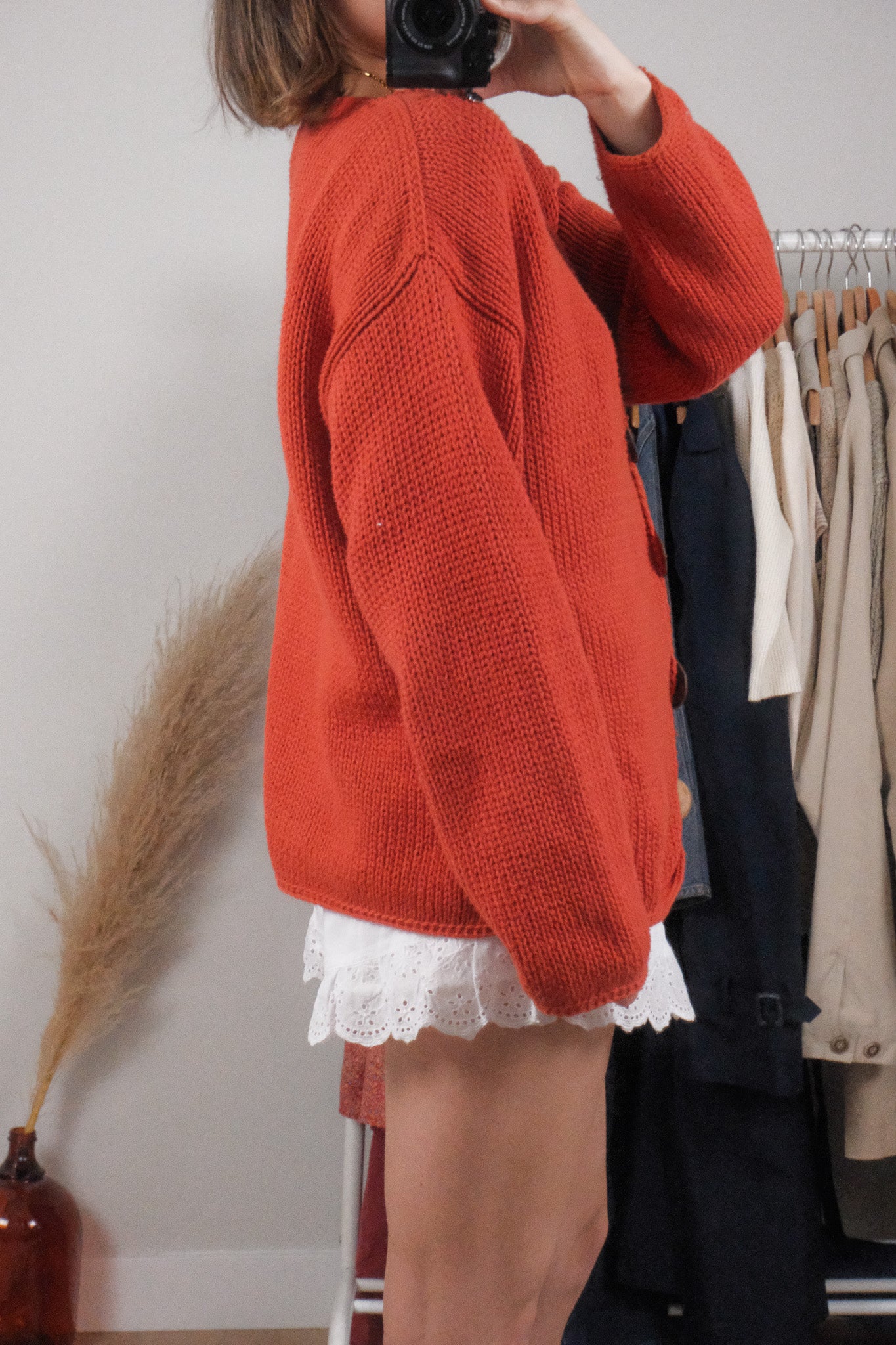 Vintage x Cotton Chunky Knit Cardigan (L/XL)