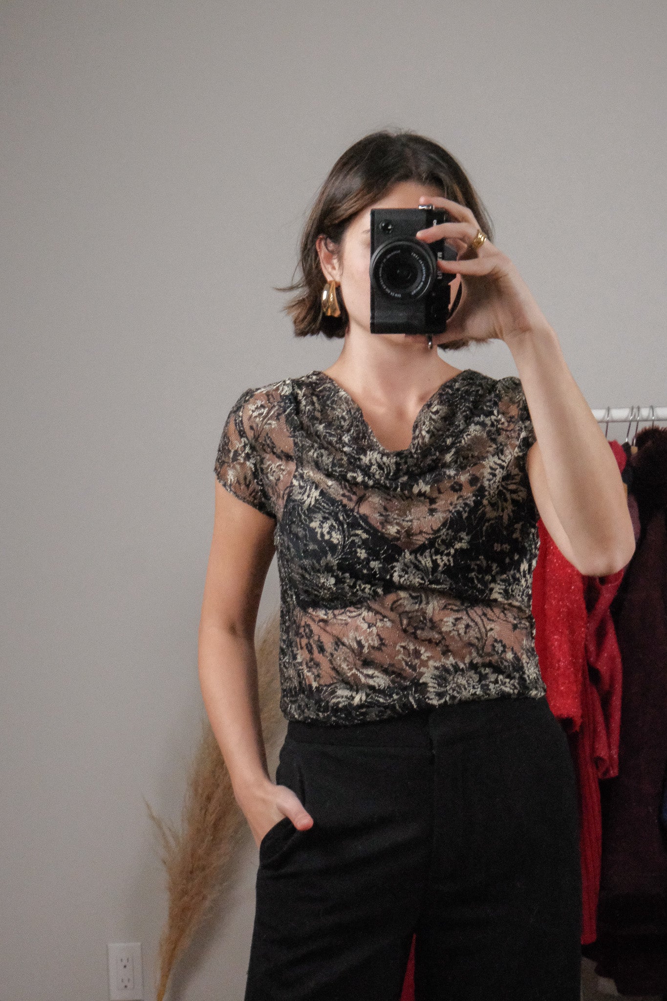 Vintage x Lace Cowl Neck Top (4/6)