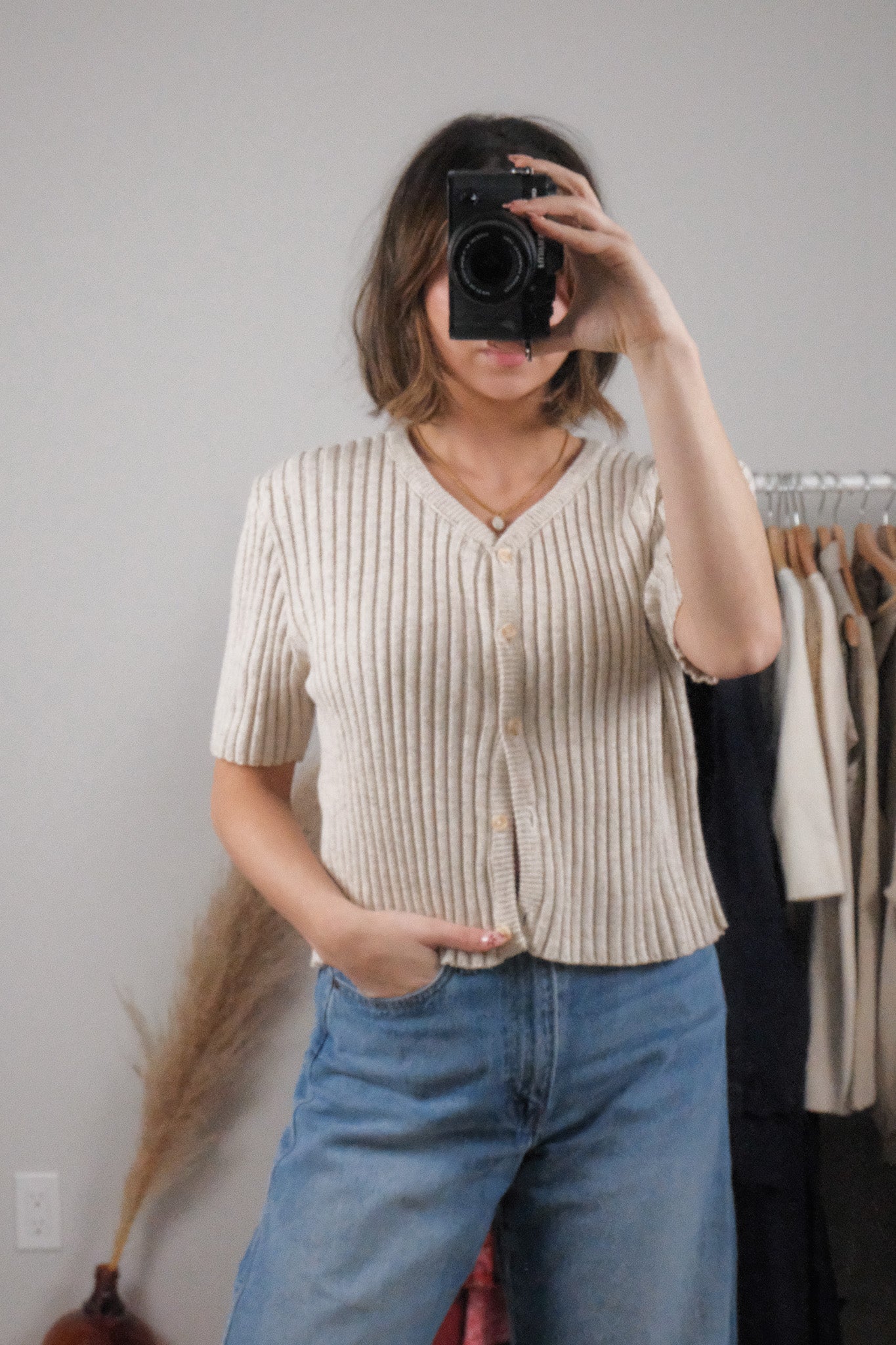 Made in Canada x Vintage x Cotton Ribbed Short Sleeve Knit (M)