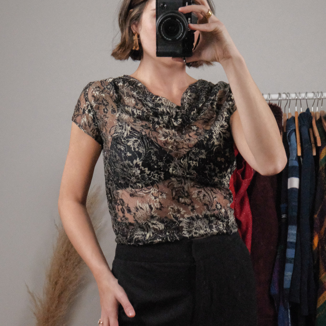 Vintage x Lace Cowl Neck Top (4/6)