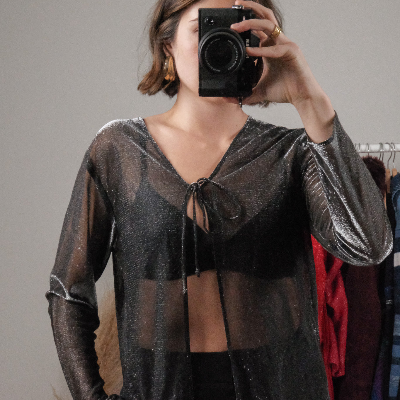 Vintage x Shimmer Tie Cardigan (M)