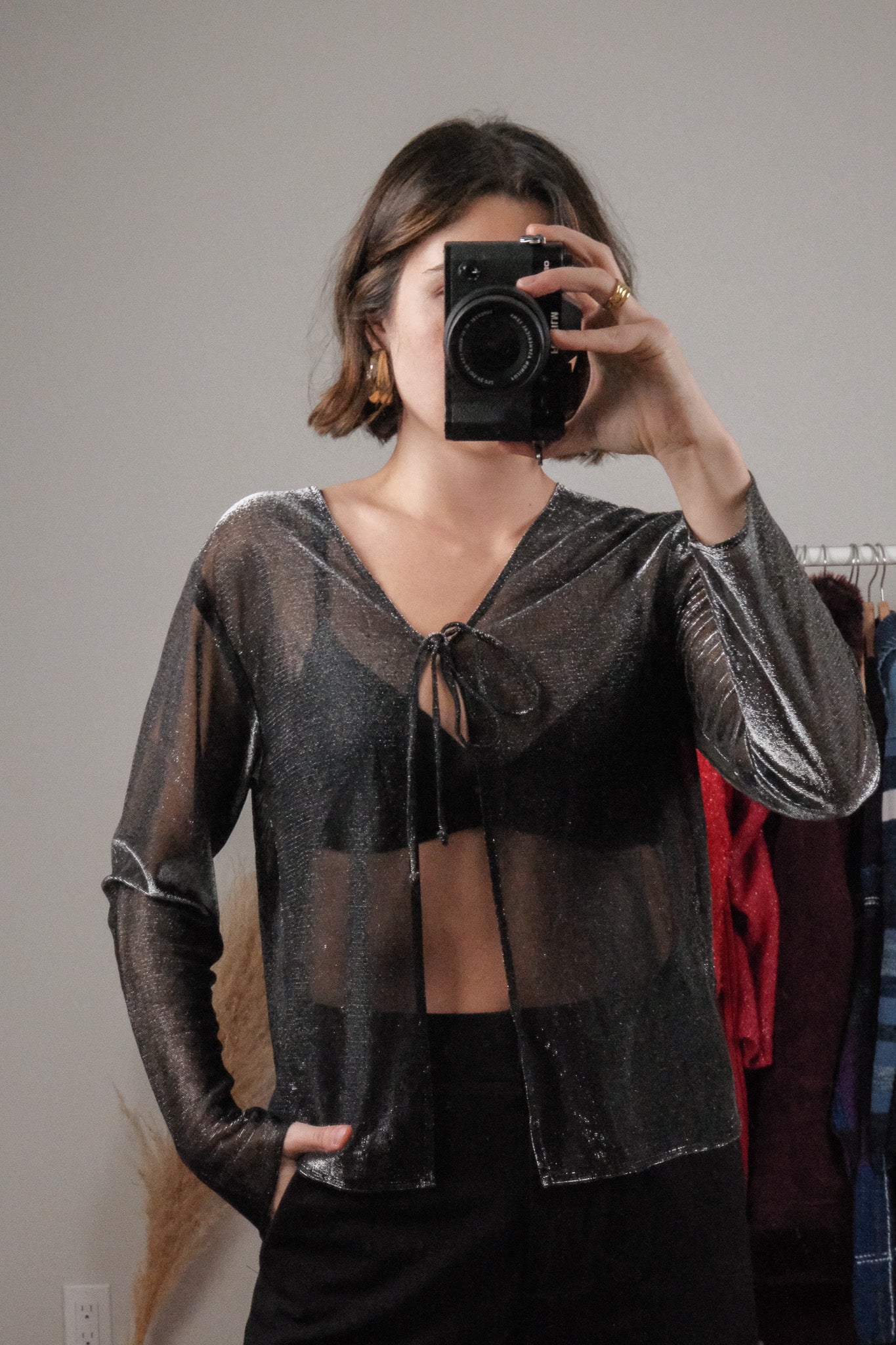 Vintage x Shimmer Tie Cardigan (M)