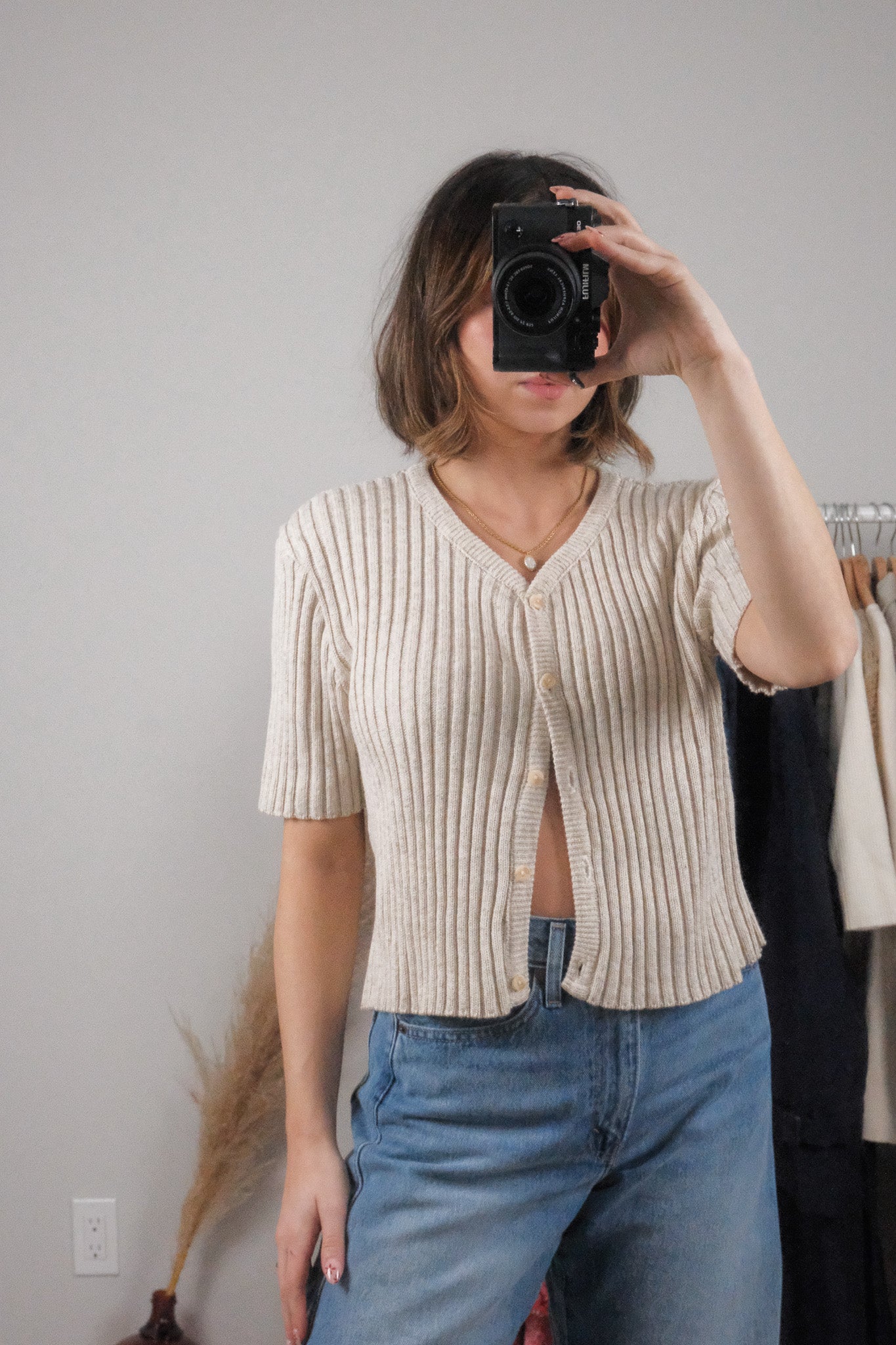 Made in Canada x Vintage x Cotton Ribbed Short Sleeve Knit (M)