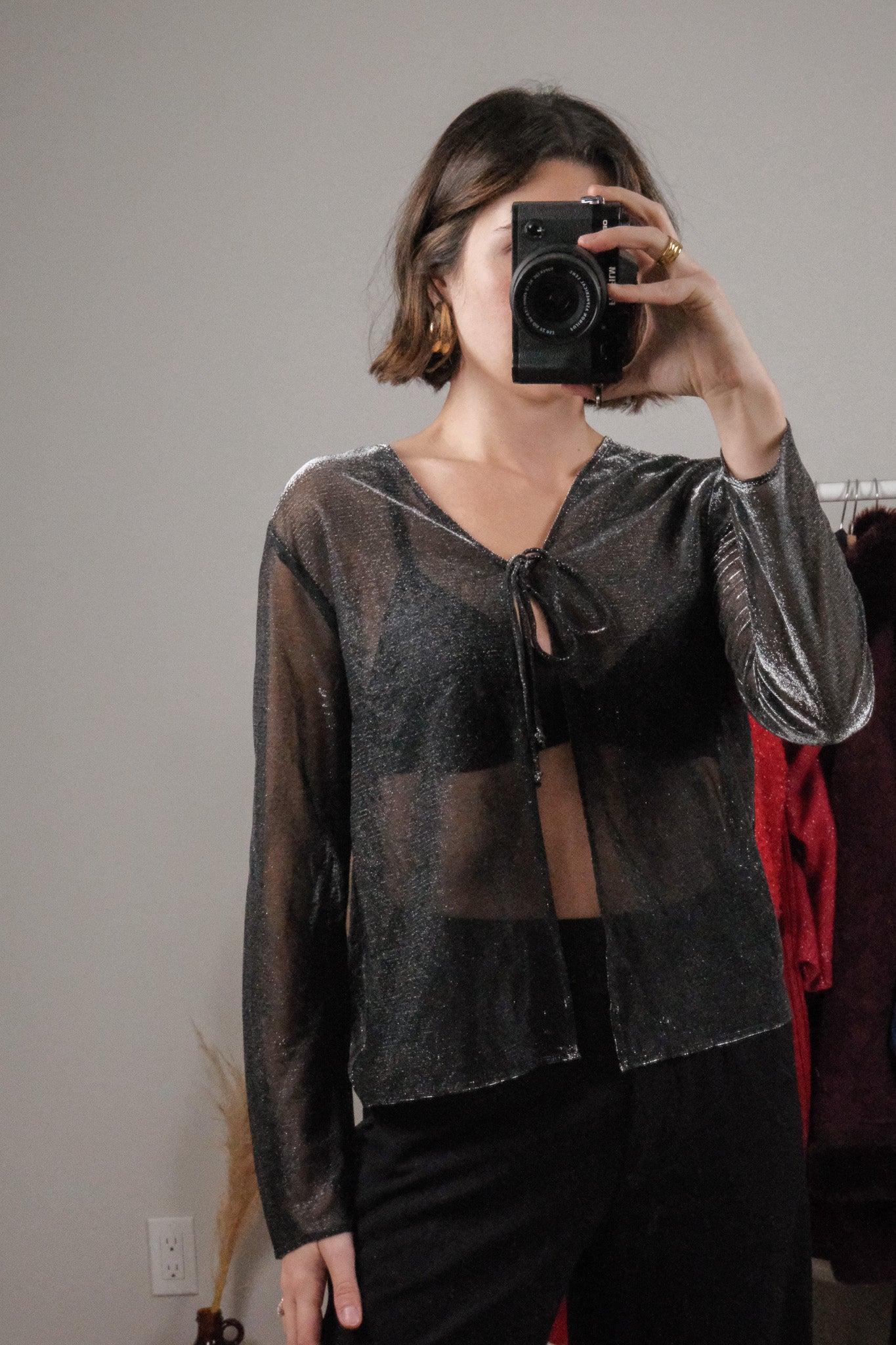 Vintage x Shimmer Tie Cardigan (M)