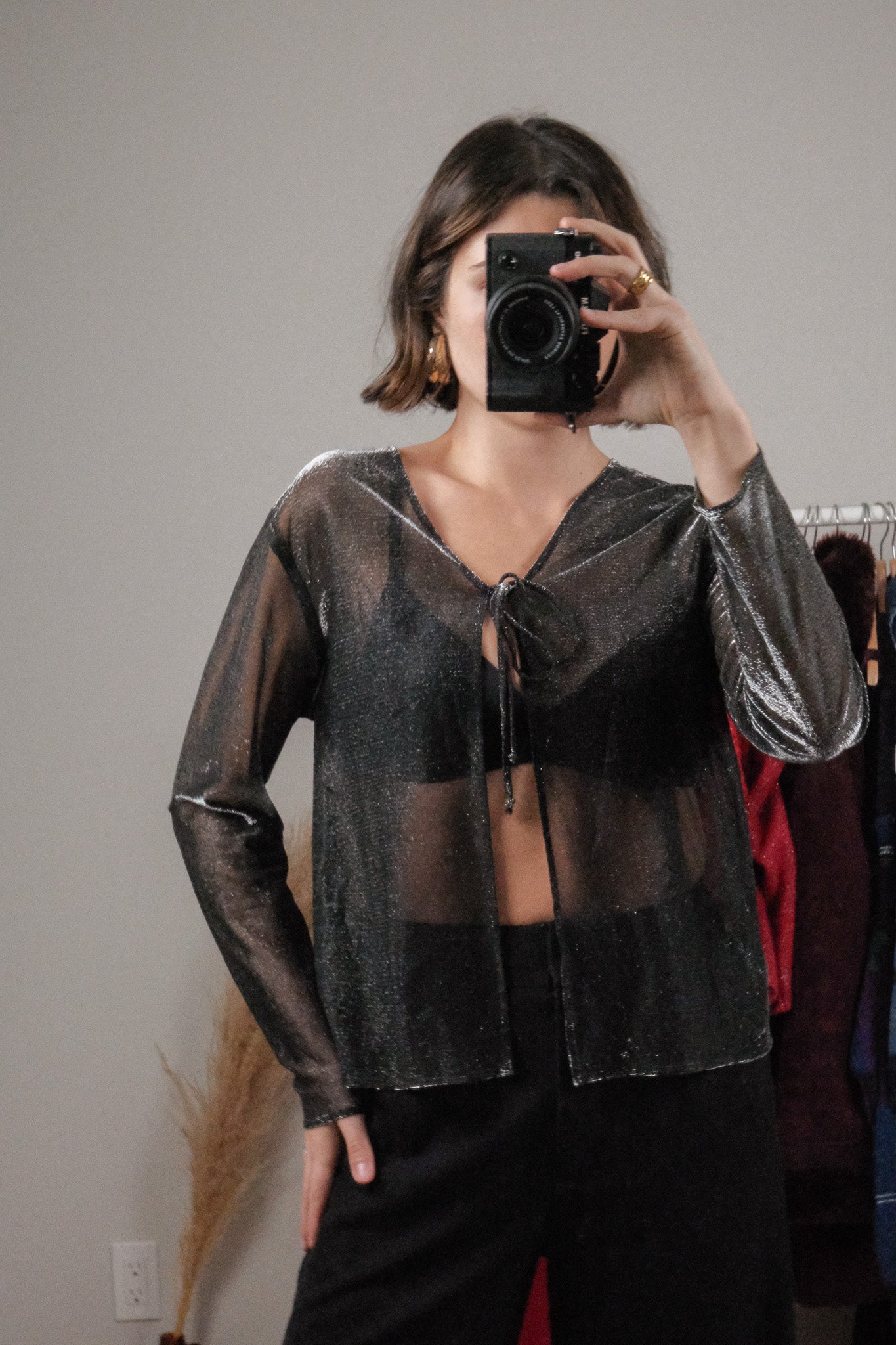 Vintage x Shimmer Tie Cardigan (M)