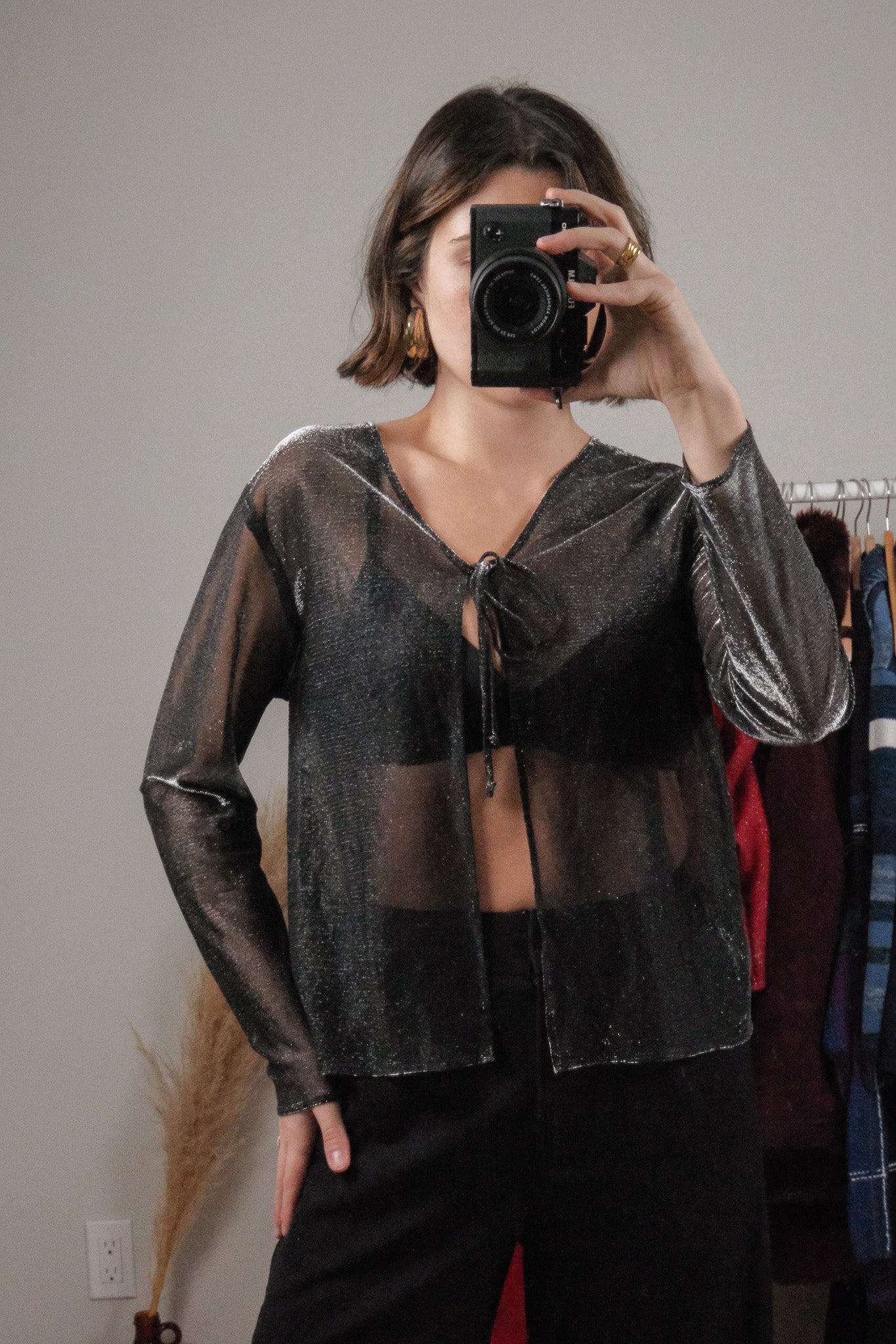 Vintage x Shimmer Tie Cardigan (M)