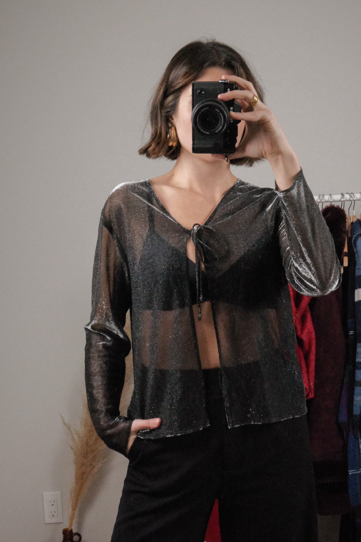 Vintage x Shimmer Tie Cardigan (M)