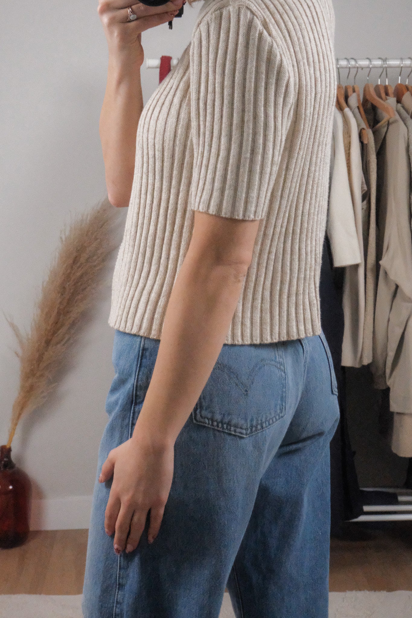 Made in Canada x Vintage x Cotton Ribbed Short Sleeve Knit (M)