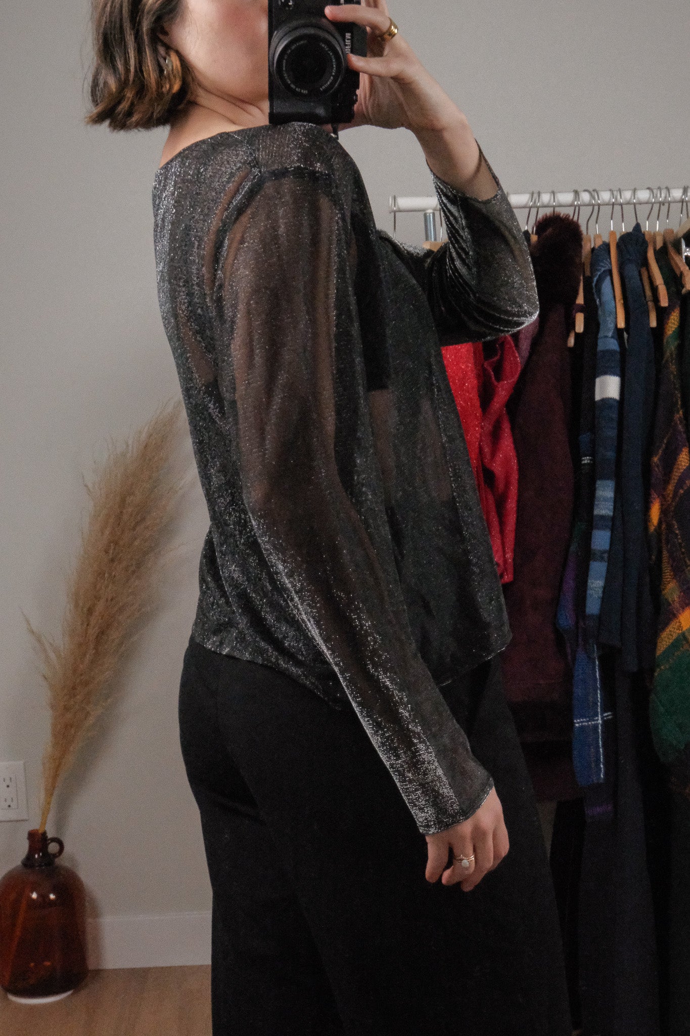 Vintage x Shimmer Tie Cardigan (M)