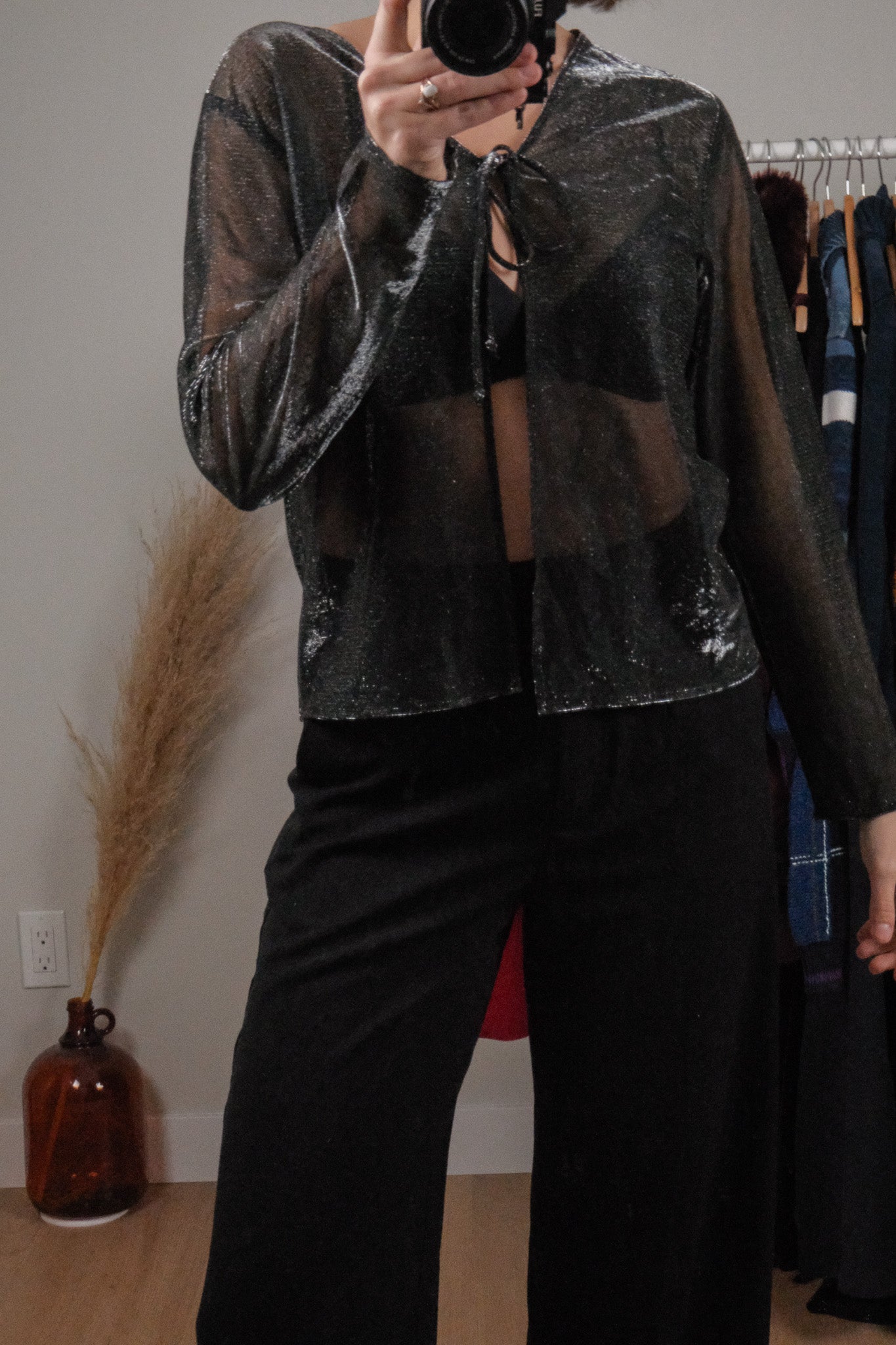 Vintage x Shimmer Tie Cardigan (M)